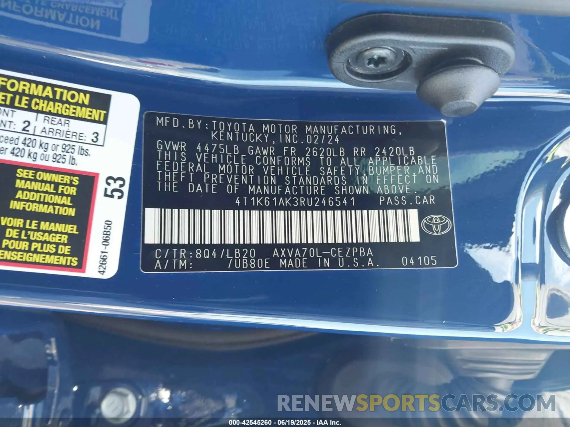 9 Photograph of a damaged car 4T1K61AK3RU246541 TOYOTA CAMRY 2024