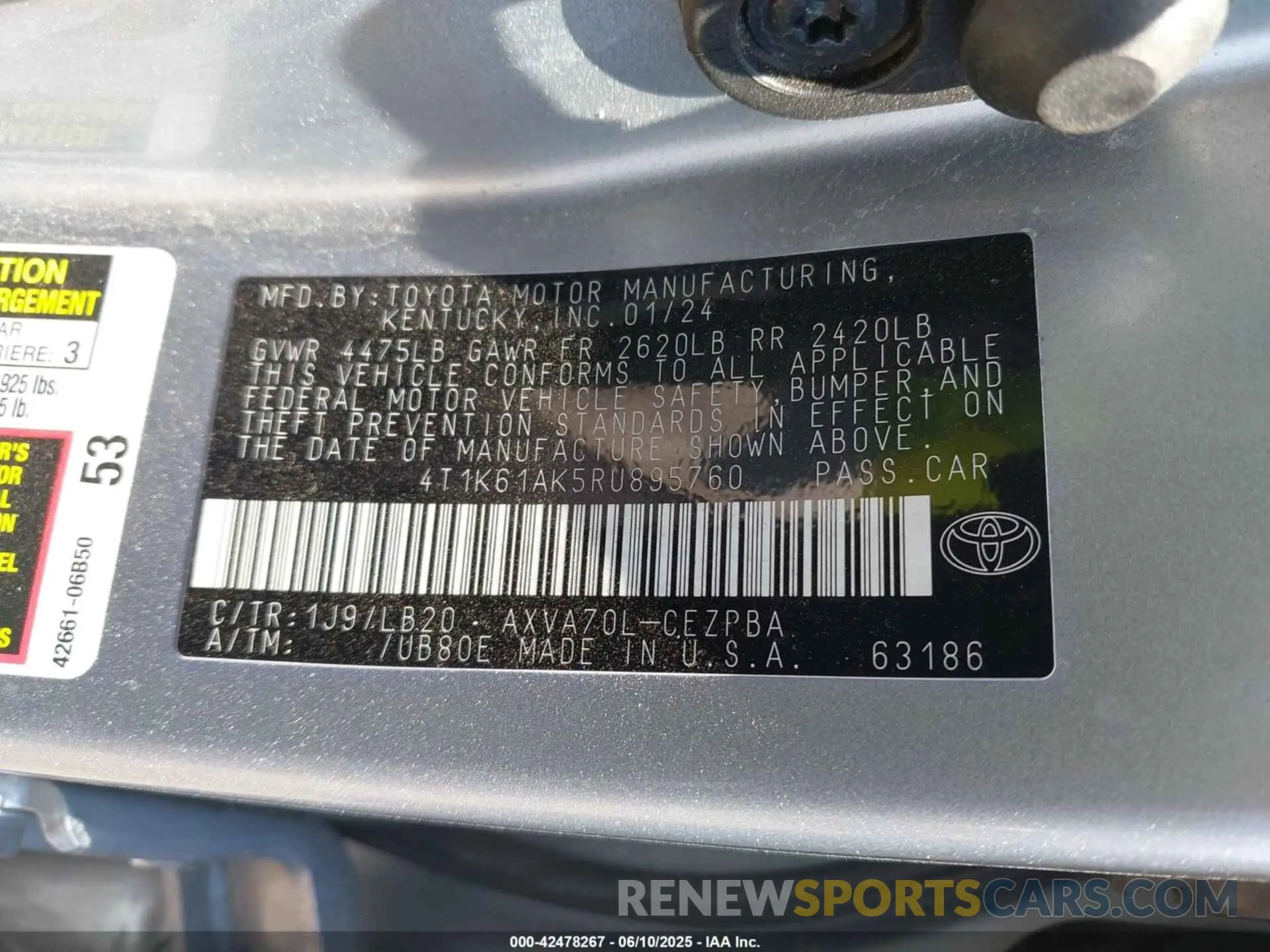 9 Photograph of a damaged car 4T1K61AK5RU895760 TOYOTA CAMRY 2024
