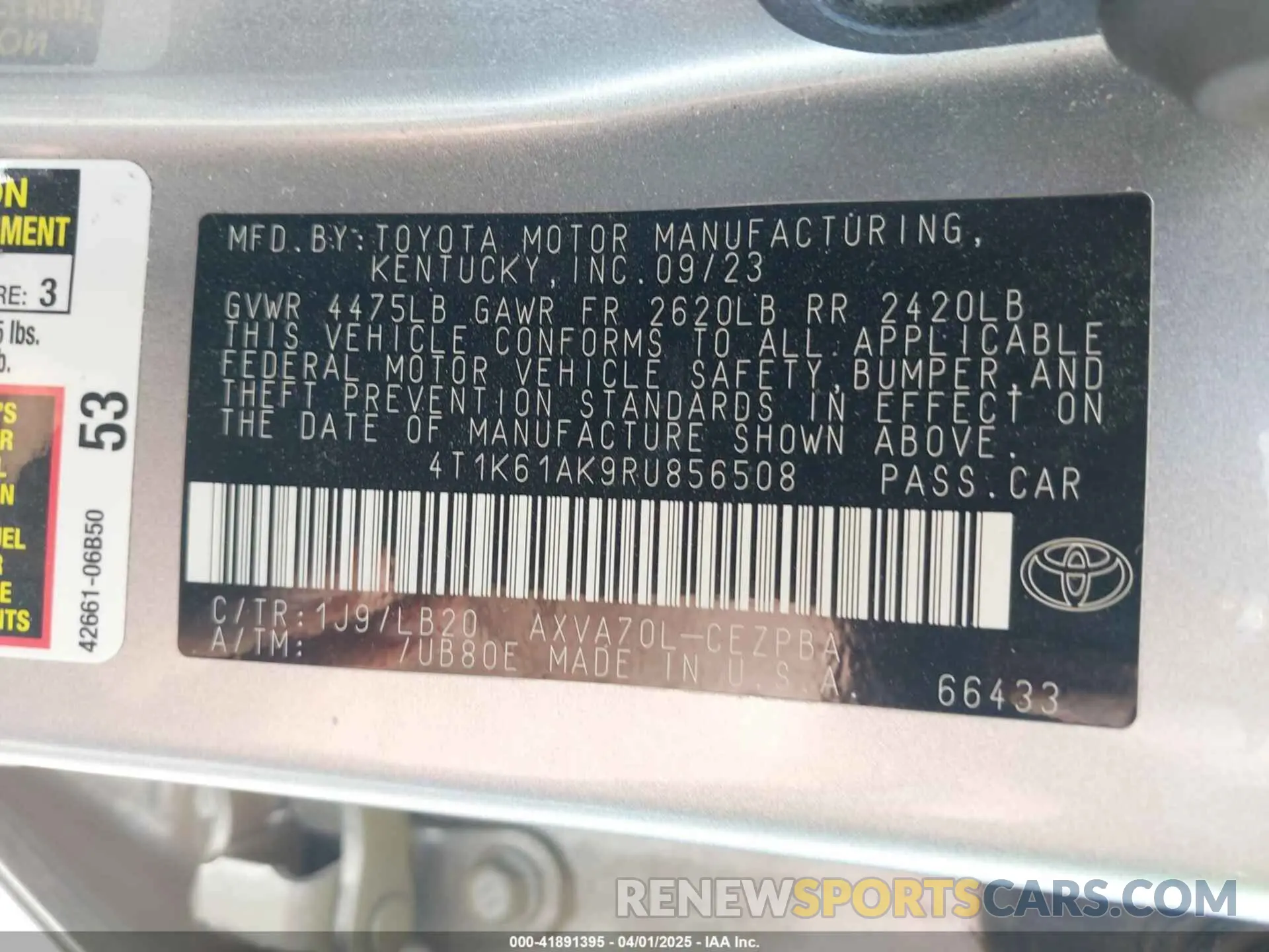 9 Photograph of a damaged car 4T1K61AK9RU856508 TOYOTA CAMRY 2024