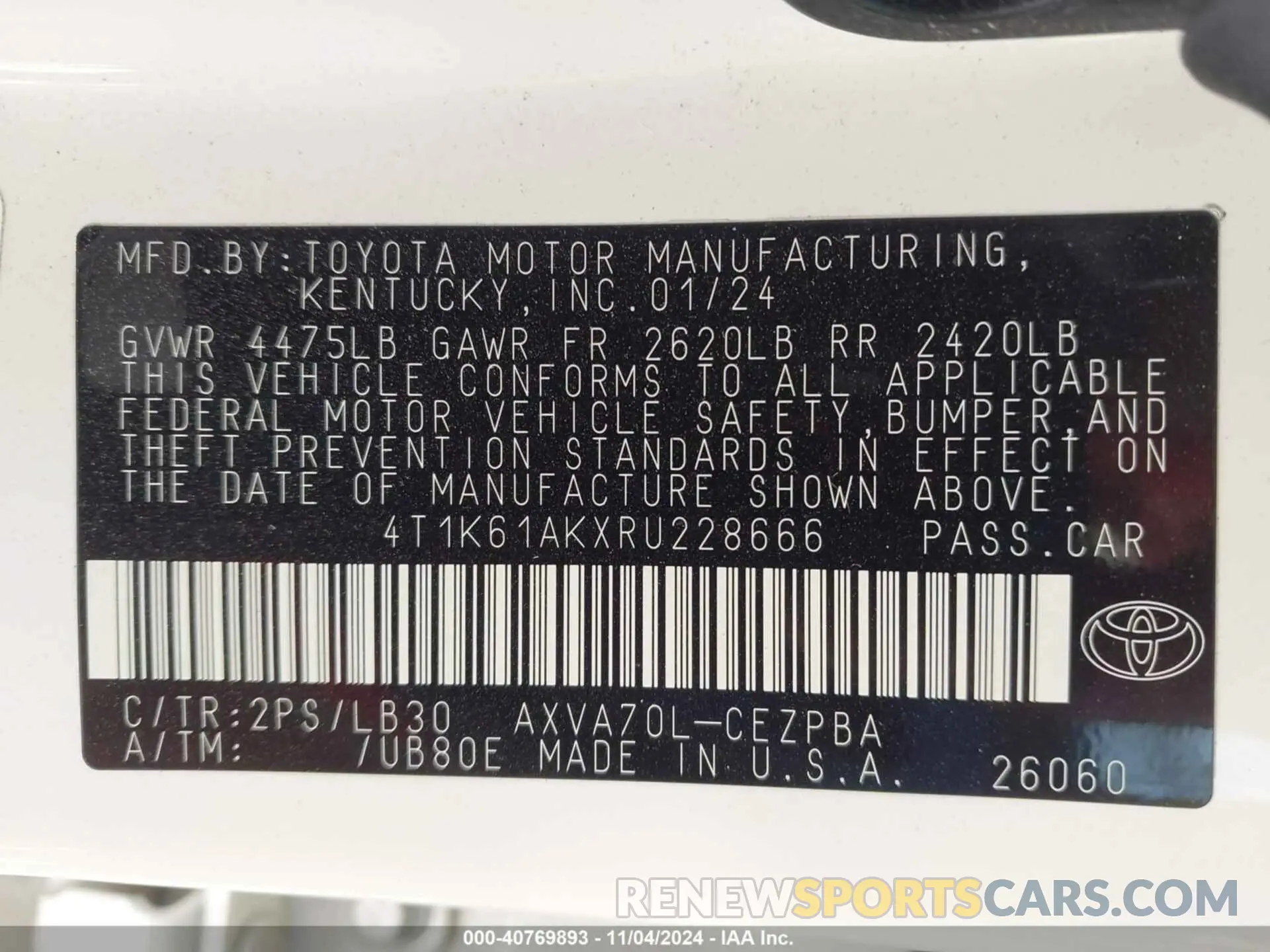 9 Photograph of a damaged car 4T1K61AKXRU228666 TOYOTA CAMRY 2024