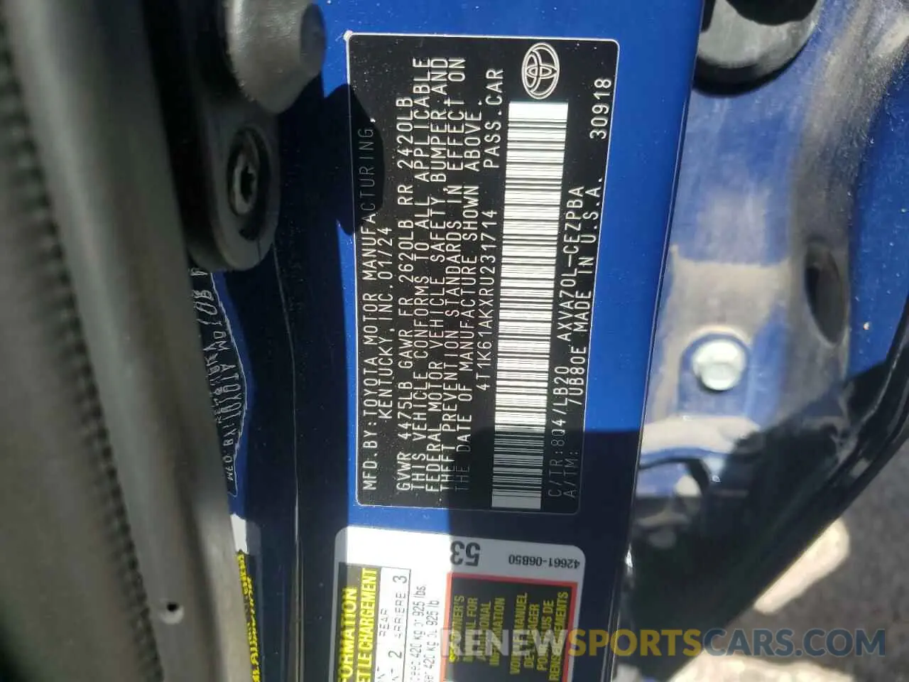 13 Photograph of a damaged car 4T1K61AKXRU231714 TOYOTA CAMRY 2024