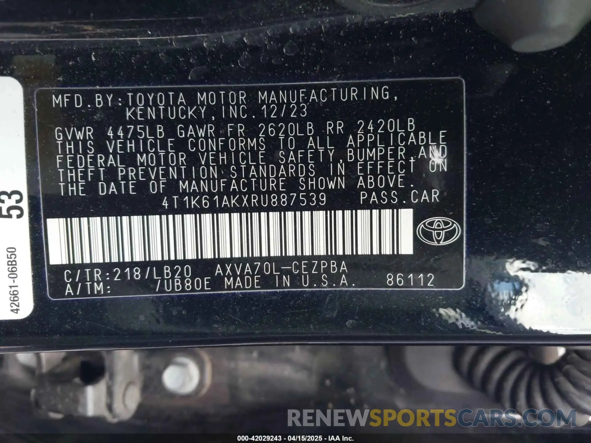 9 Photograph of a damaged car 4T1K61AKXRU887539 TOYOTA CAMRY 2024