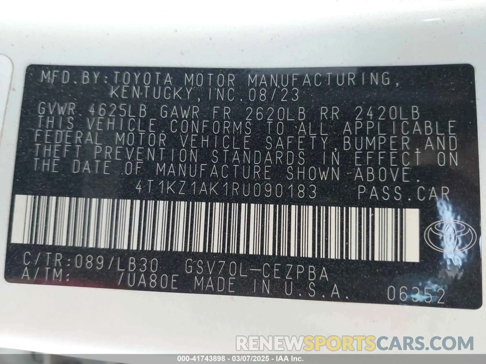 9 Photograph of a damaged car 4T1KZ1AK1RU090183 TOYOTA CAMRY 2024