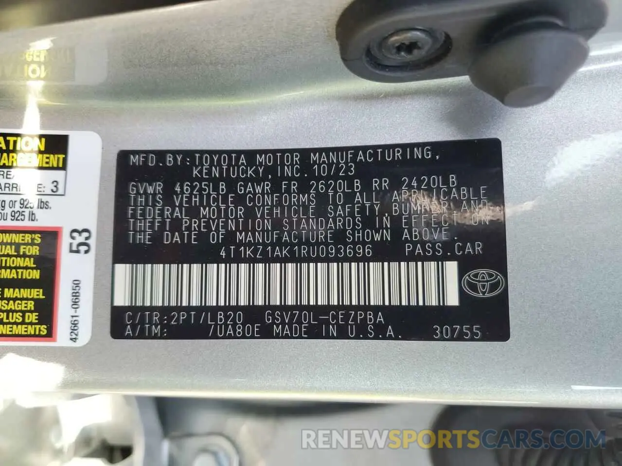 12 Photograph of a damaged car 4T1KZ1AK1RU093696 TOYOTA CAMRY 2024