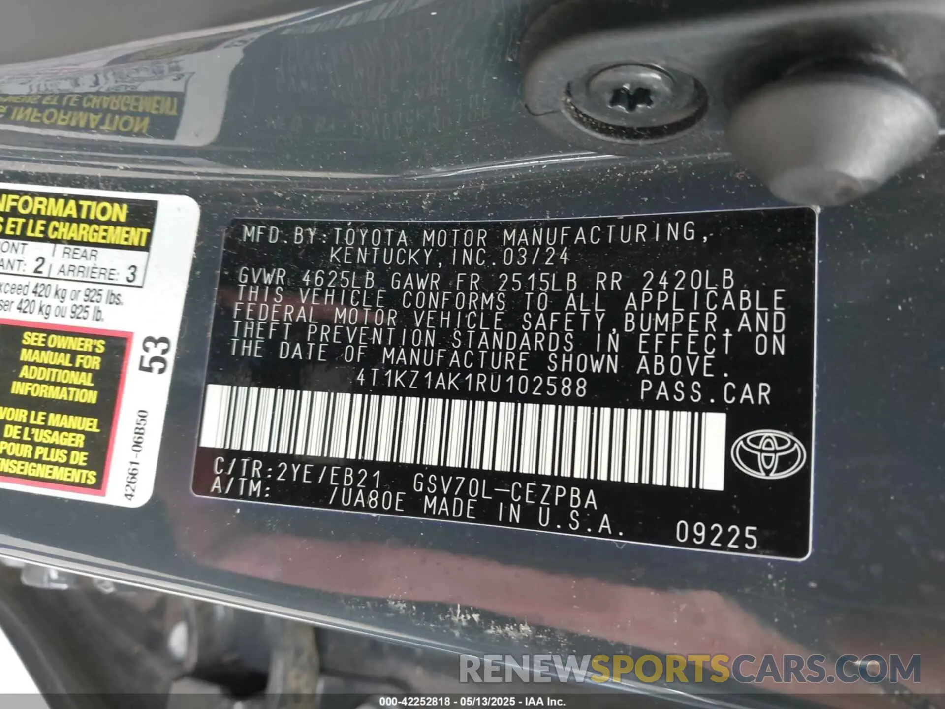 9 Photograph of a damaged car 4T1KZ1AK1RU102588 TOYOTA CAMRY 2024