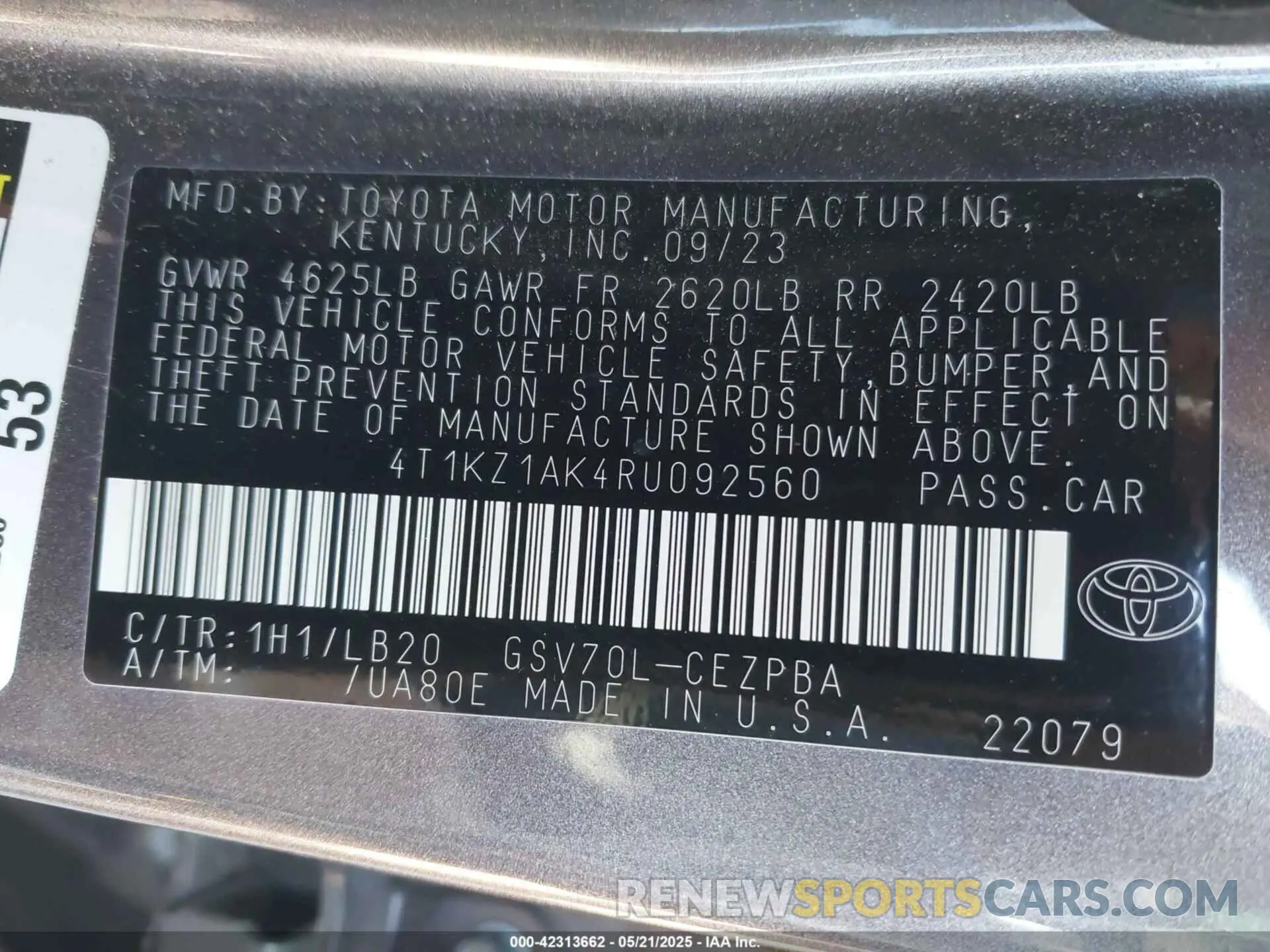 9 Photograph of a damaged car 4T1KZ1AK4RU092560 TOYOTA CAMRY 2024