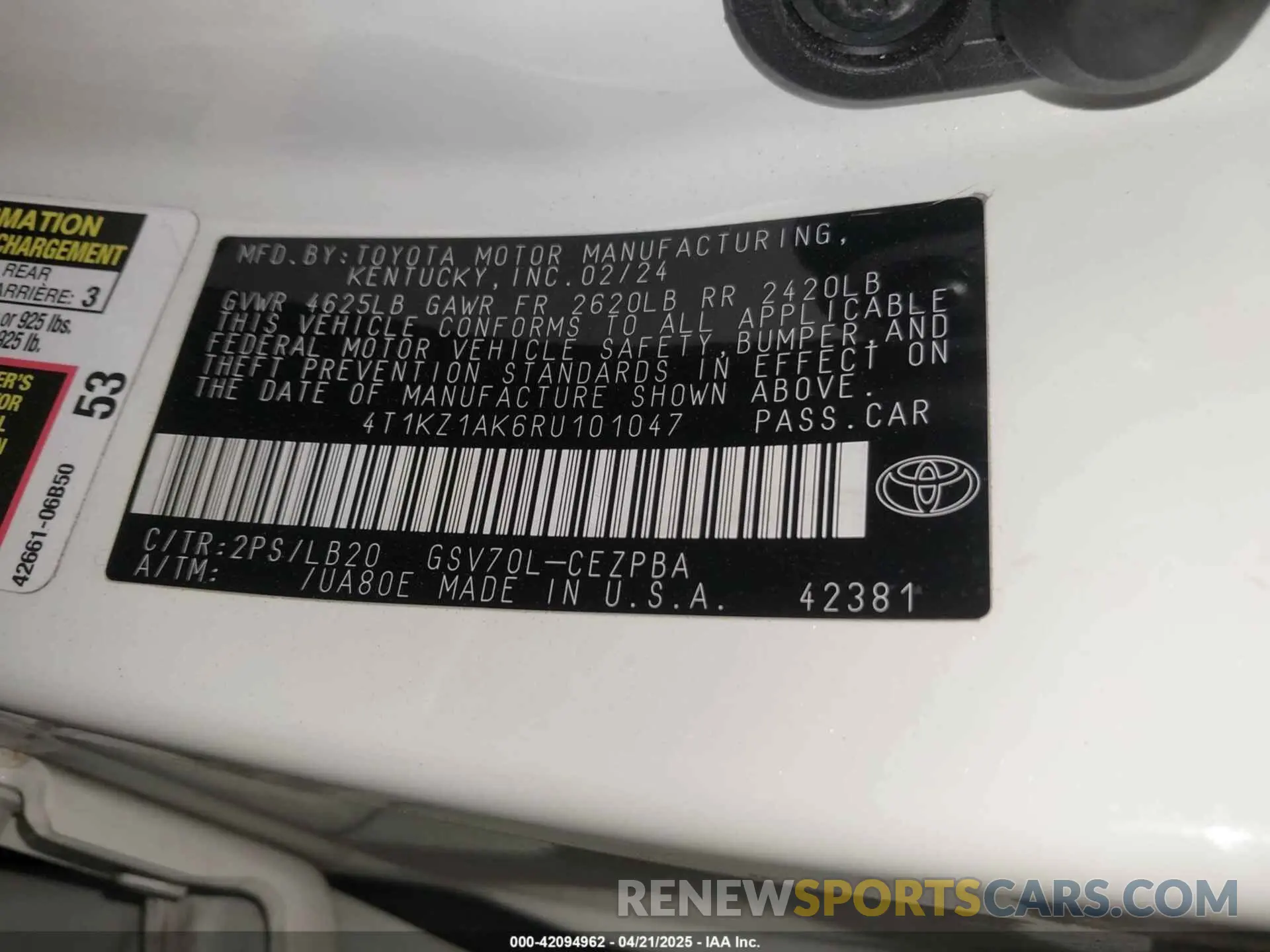9 Photograph of a damaged car 4T1KZ1AK6RU101047 TOYOTA CAMRY 2024