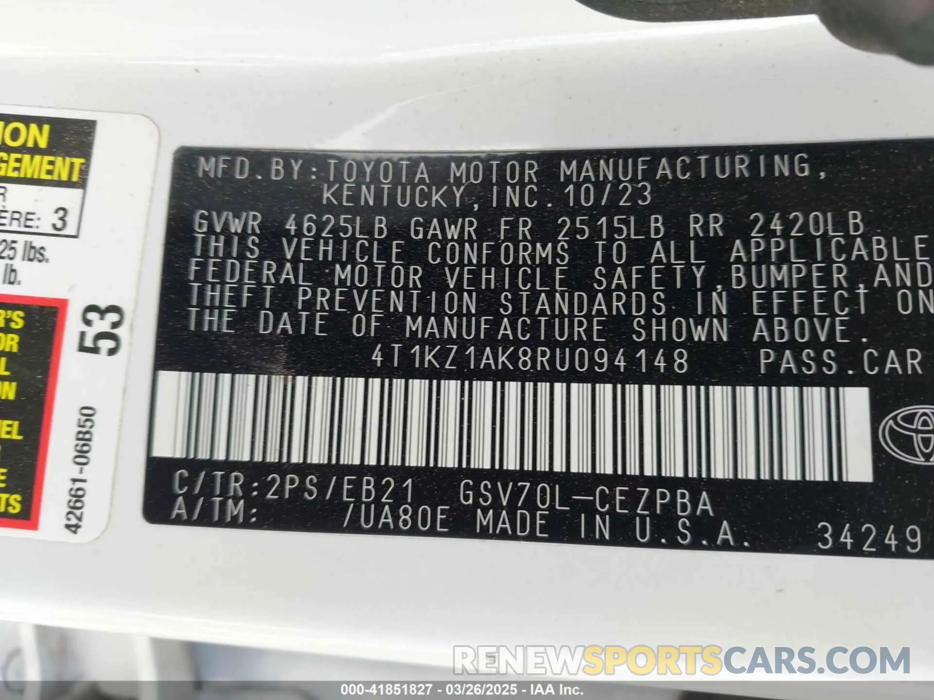 9 Photograph of a damaged car 4T1KZ1AK8RU094148 TOYOTA CAMRY 2024
