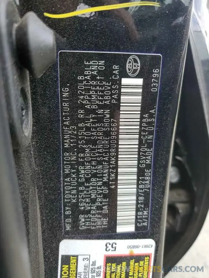 14 Photograph of a damaged car 4T1KZ1AK9RU096667 TOYOTA CAMRY 2024