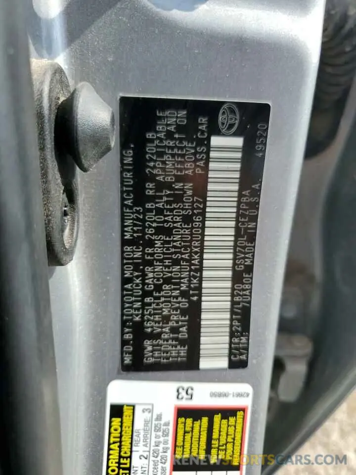 13 Photograph of a damaged car 4T1KZ1AKXRU096127 TOYOTA CAMRY 2024