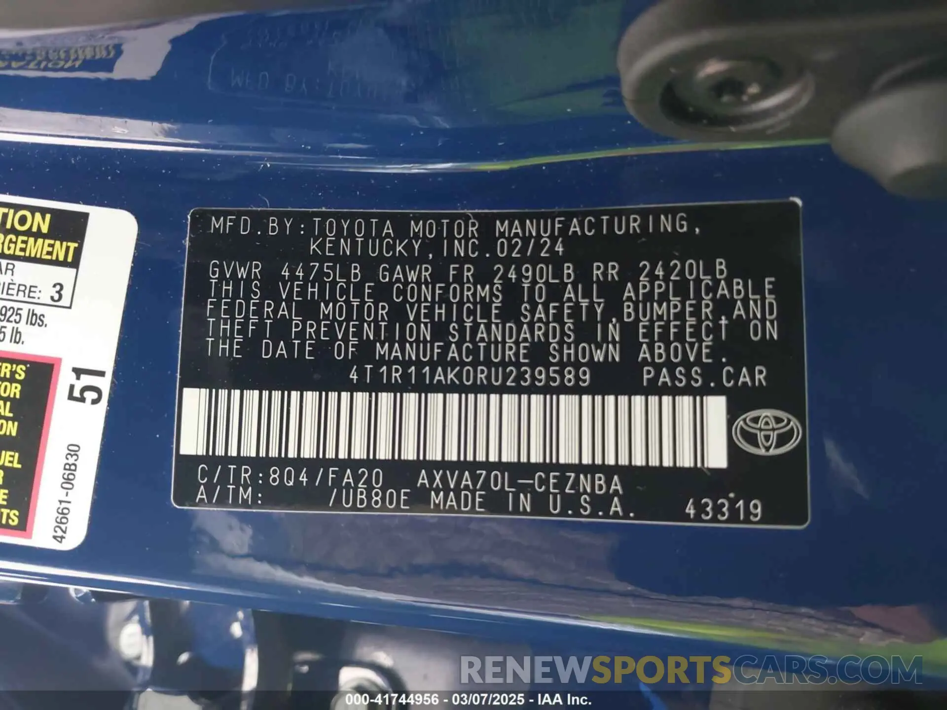 9 Photograph of a damaged car 4T1R11AK0RU239589 TOYOTA CAMRY 2024