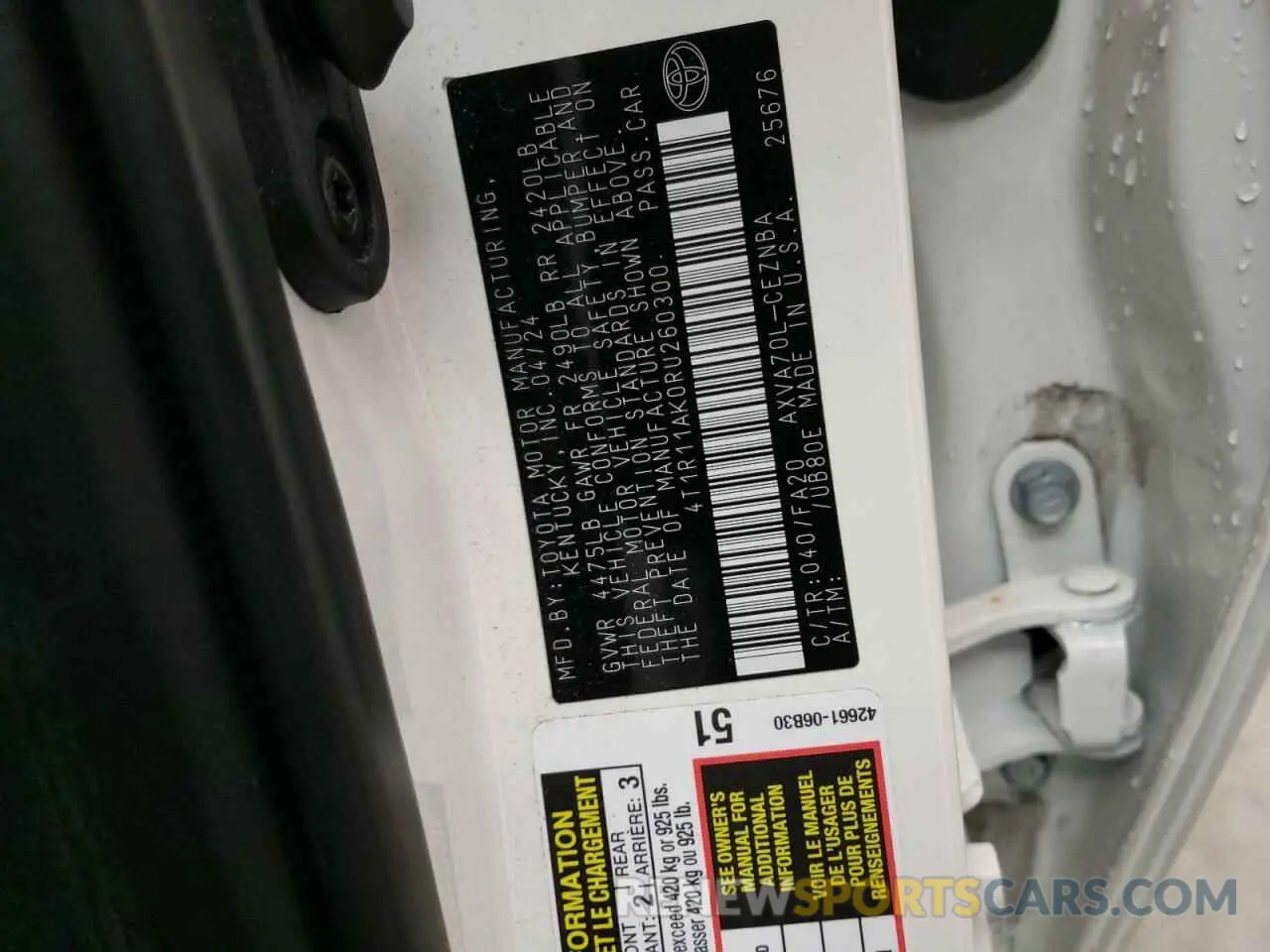 12 Photograph of a damaged car 4T1R11AK0RU260300 TOYOTA CAMRY 2024