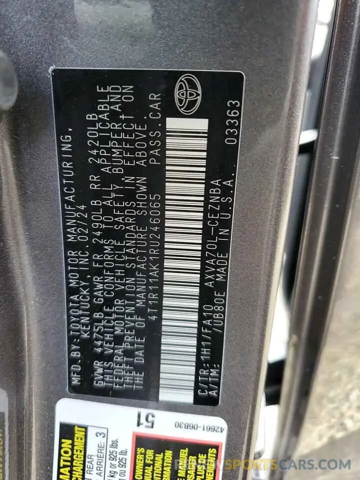 13 Photograph of a damaged car 4T1R11AK1RU246065 TOYOTA CAMRY 2024