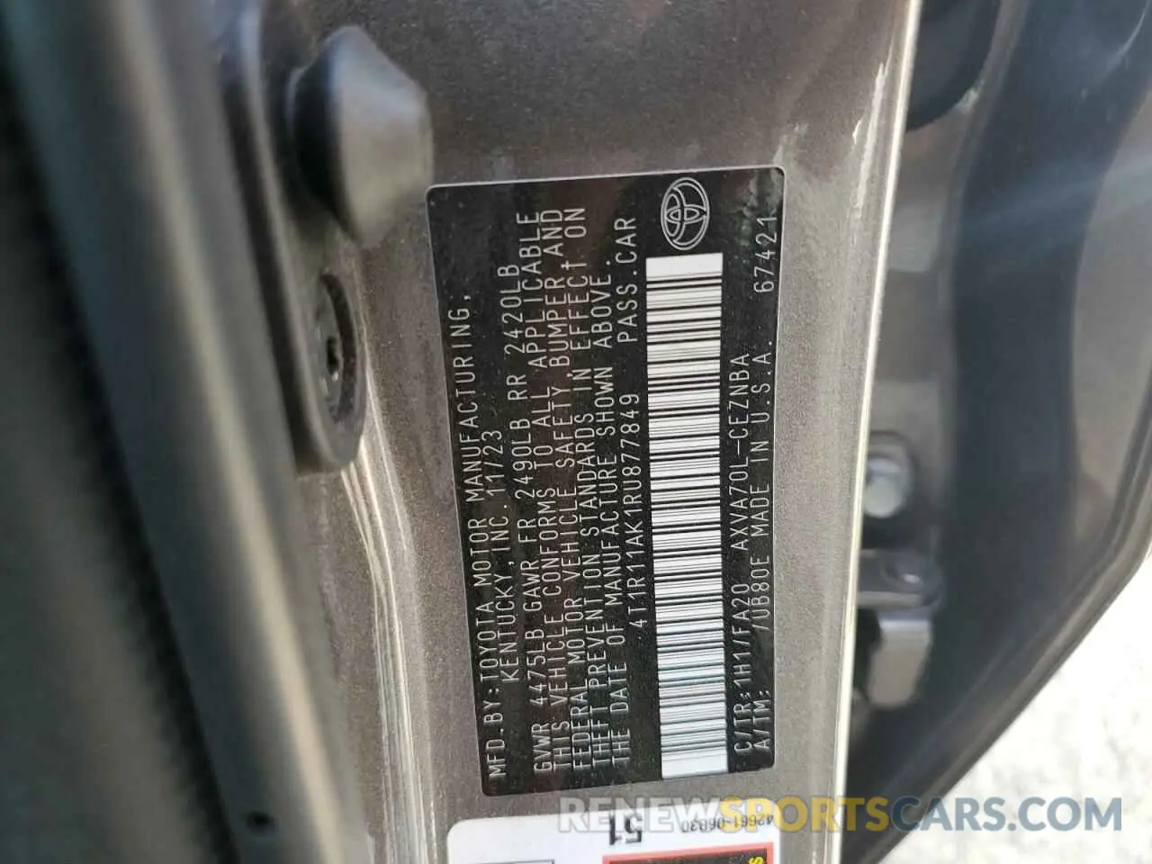 13 Photograph of a damaged car 4T1R11AK1RU877849 TOYOTA CAMRY 2024