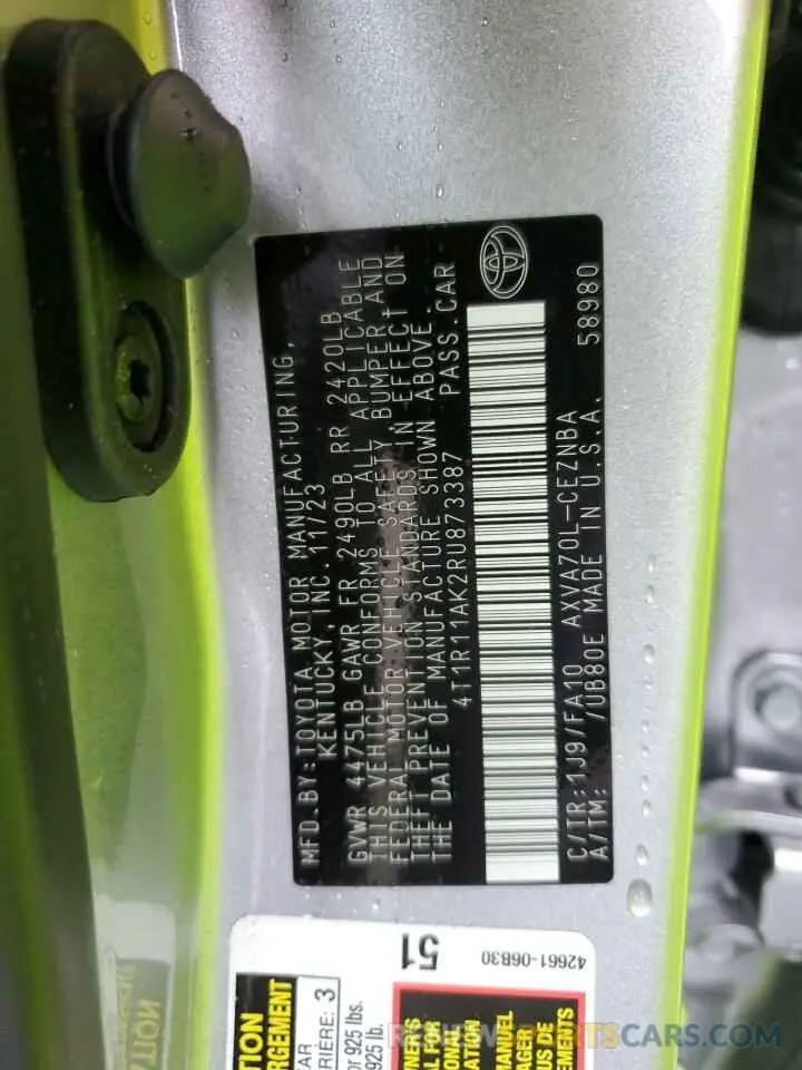 12 Photograph of a damaged car 4T1R11AK2RU873387 TOYOTA CAMRY 2024