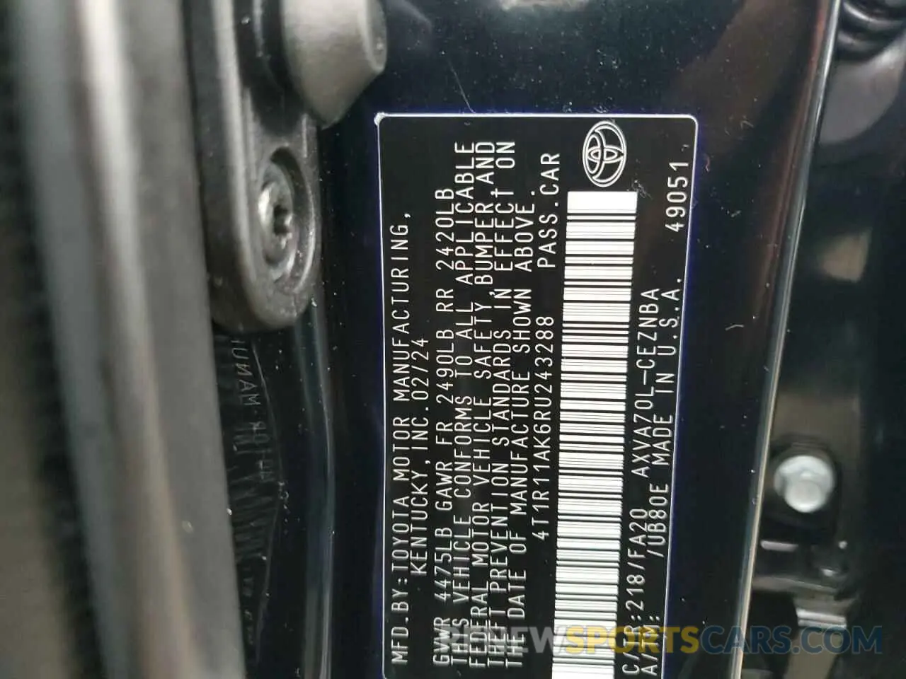 13 Photograph of a damaged car 4T1R11AK6RU243288 TOYOTA CAMRY 2024