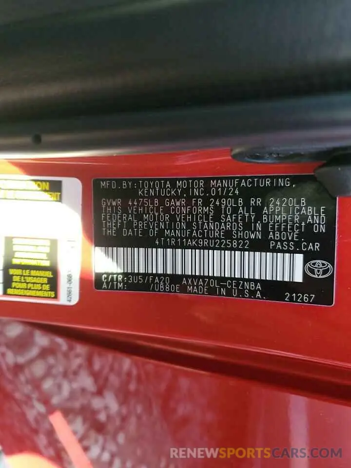 12 Photograph of a damaged car 4T1R11AK9RU225822 TOYOTA CAMRY 2024