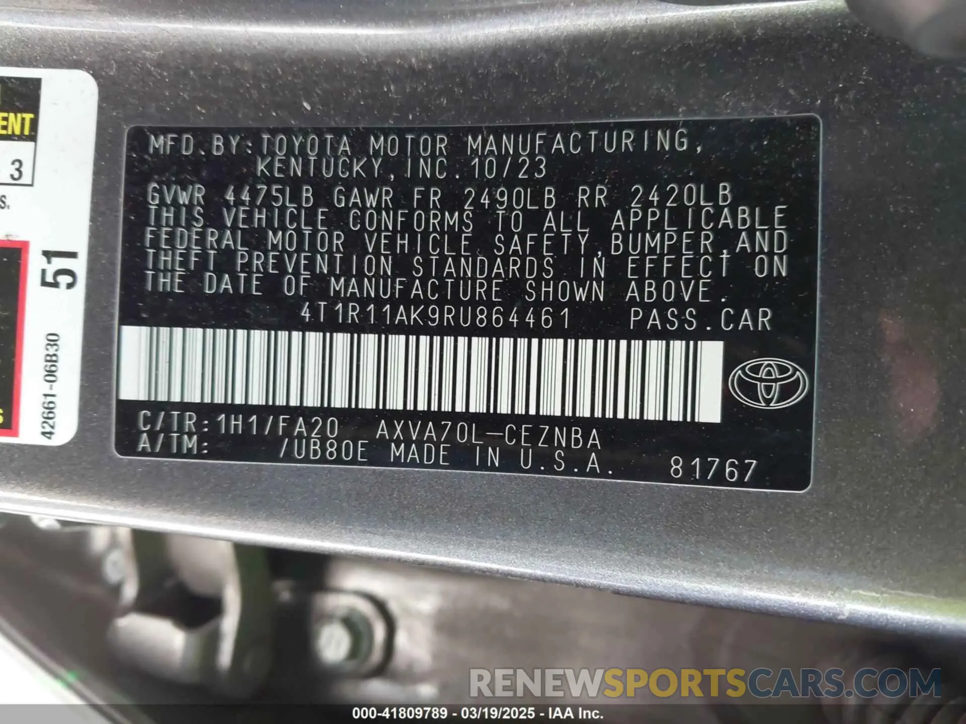 9 Photograph of a damaged car 4T1R11AK9RU864461 TOYOTA CAMRY 2024