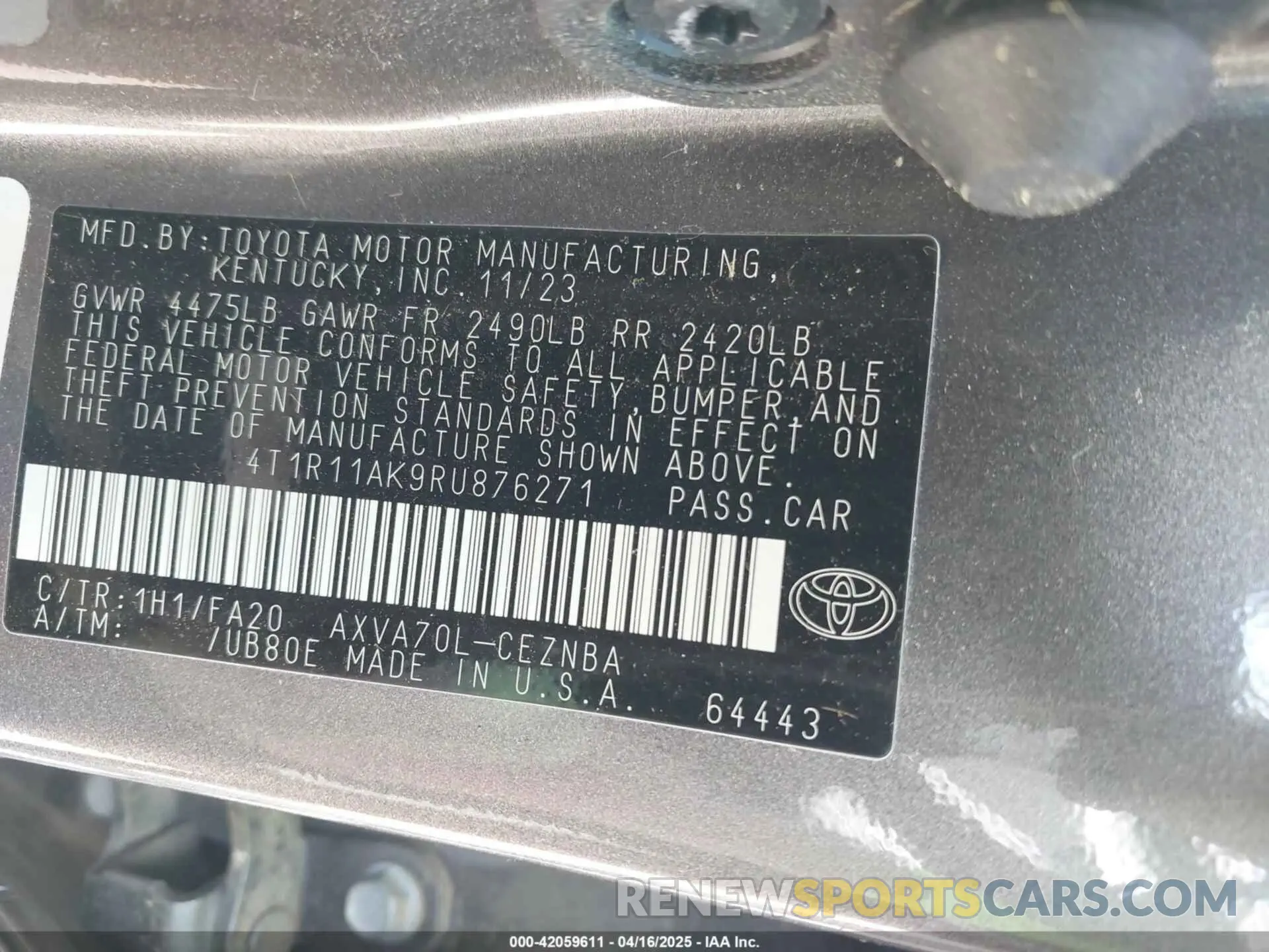9 Photograph of a damaged car 4T1R11AK9RU876271 TOYOTA CAMRY 2024
