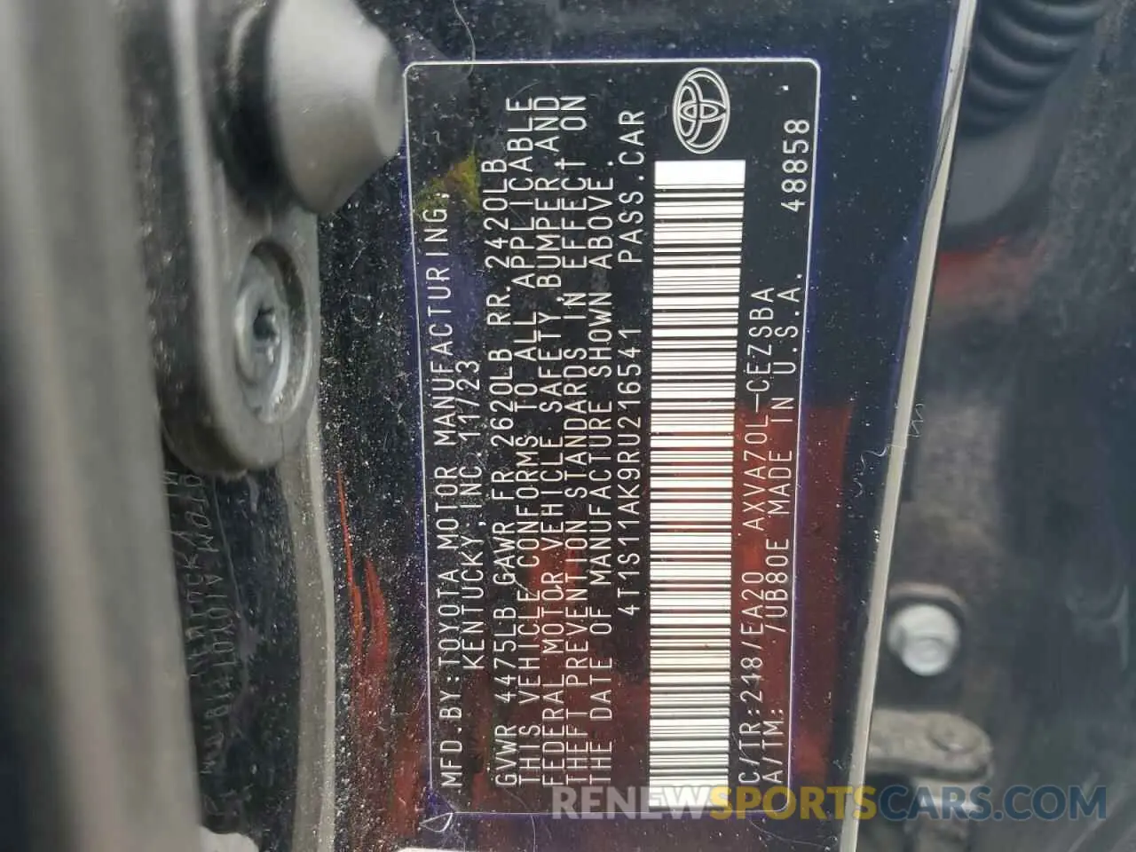 13 Photograph of a damaged car 4T1S11AK9RU216541 TOYOTA CAMRY 2024