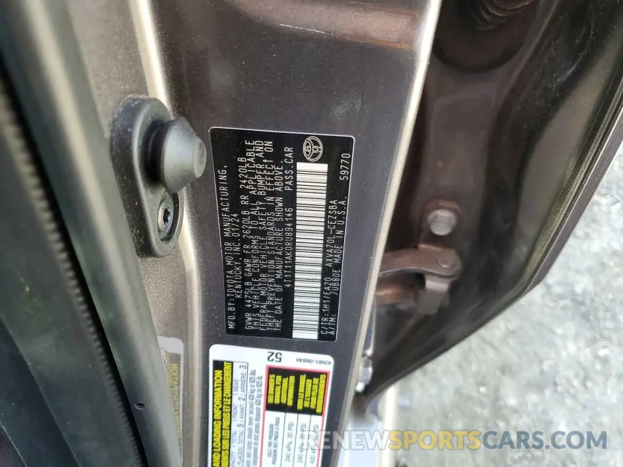 12 Photograph of a damaged car 4T1T11AK0RU894146 TOYOTA CAMRY 2024