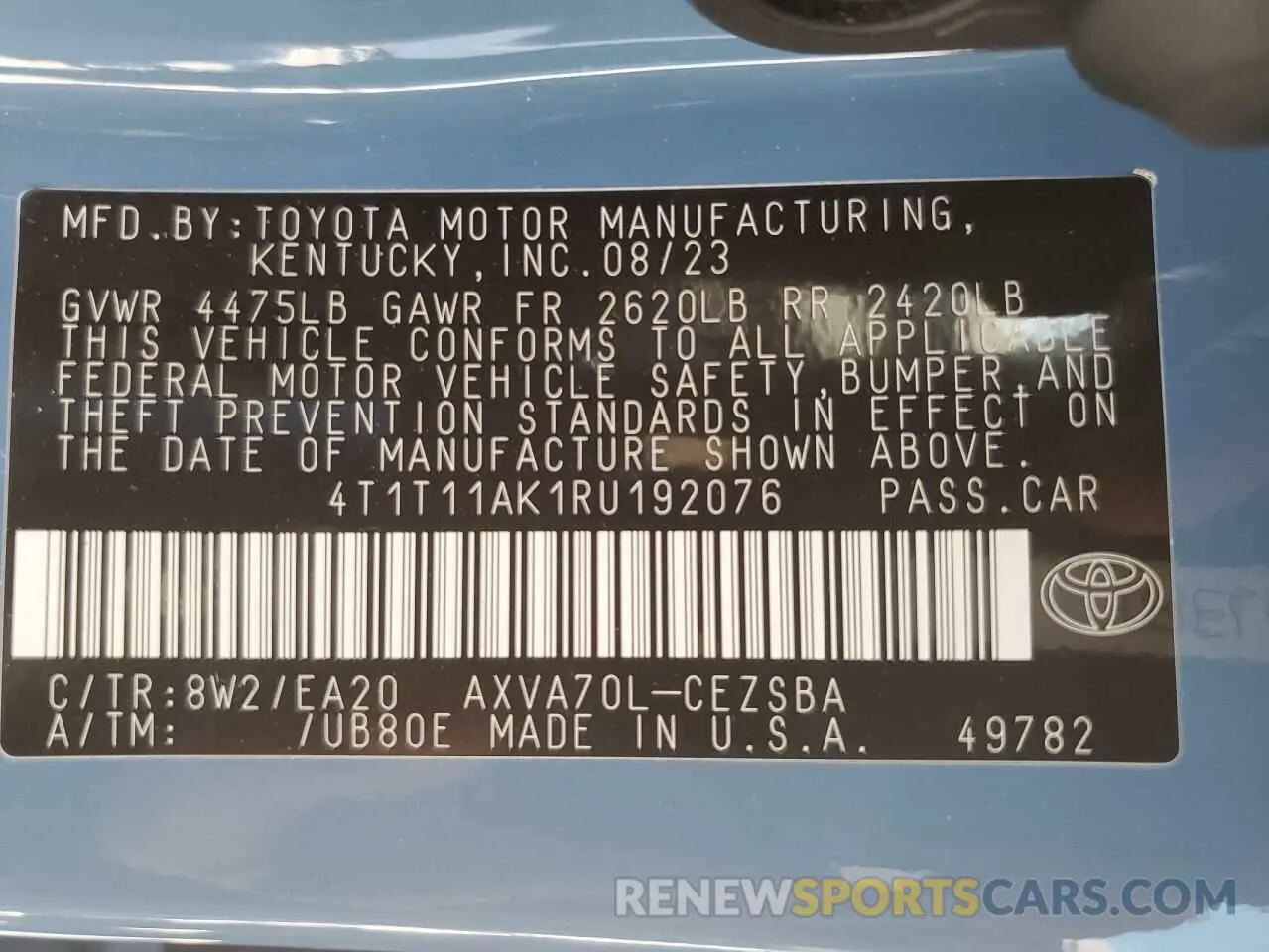 12 Photograph of a damaged car 4T1T11AK1RU192076 TOYOTA CAMRY 2024