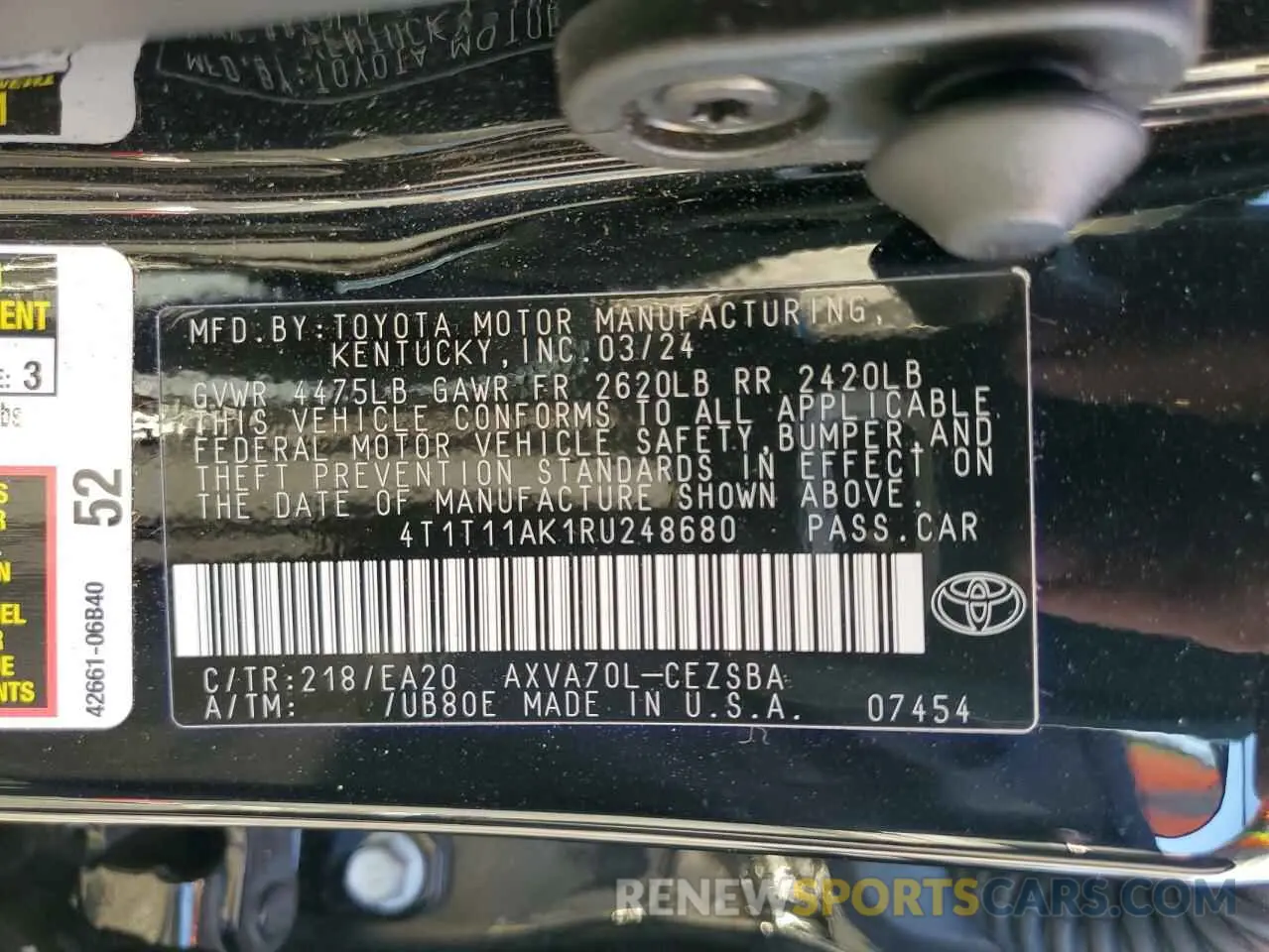 12 Photograph of a damaged car 4T1T11AK1RU248680 TOYOTA CAMRY 2024