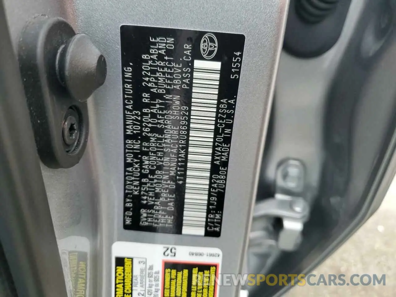 12 Photograph of a damaged car 4T1T11AK1RU869529 TOYOTA CAMRY 2024