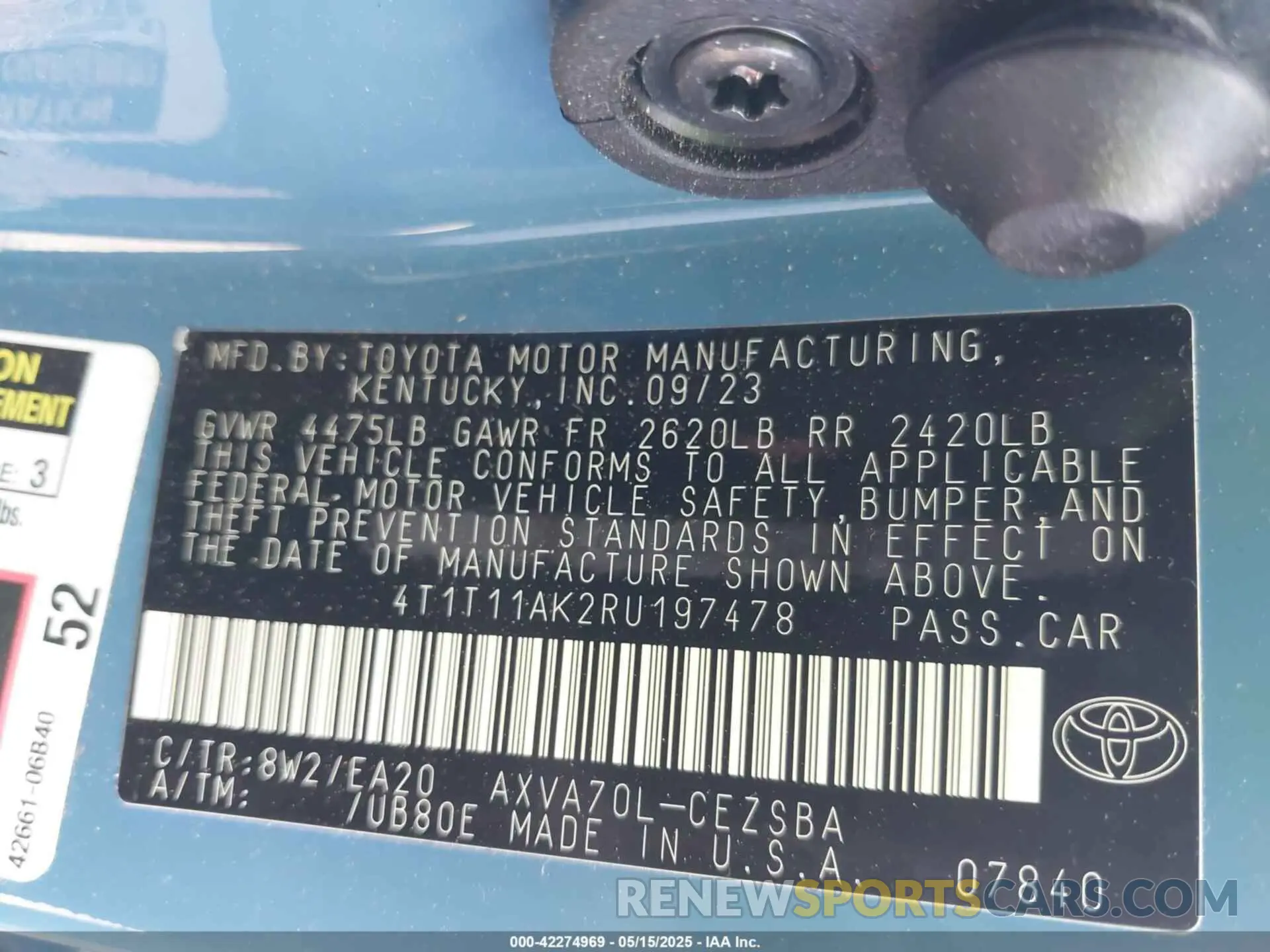 9 Photograph of a damaged car 4T1T11AK2RU197478 TOYOTA CAMRY 2024