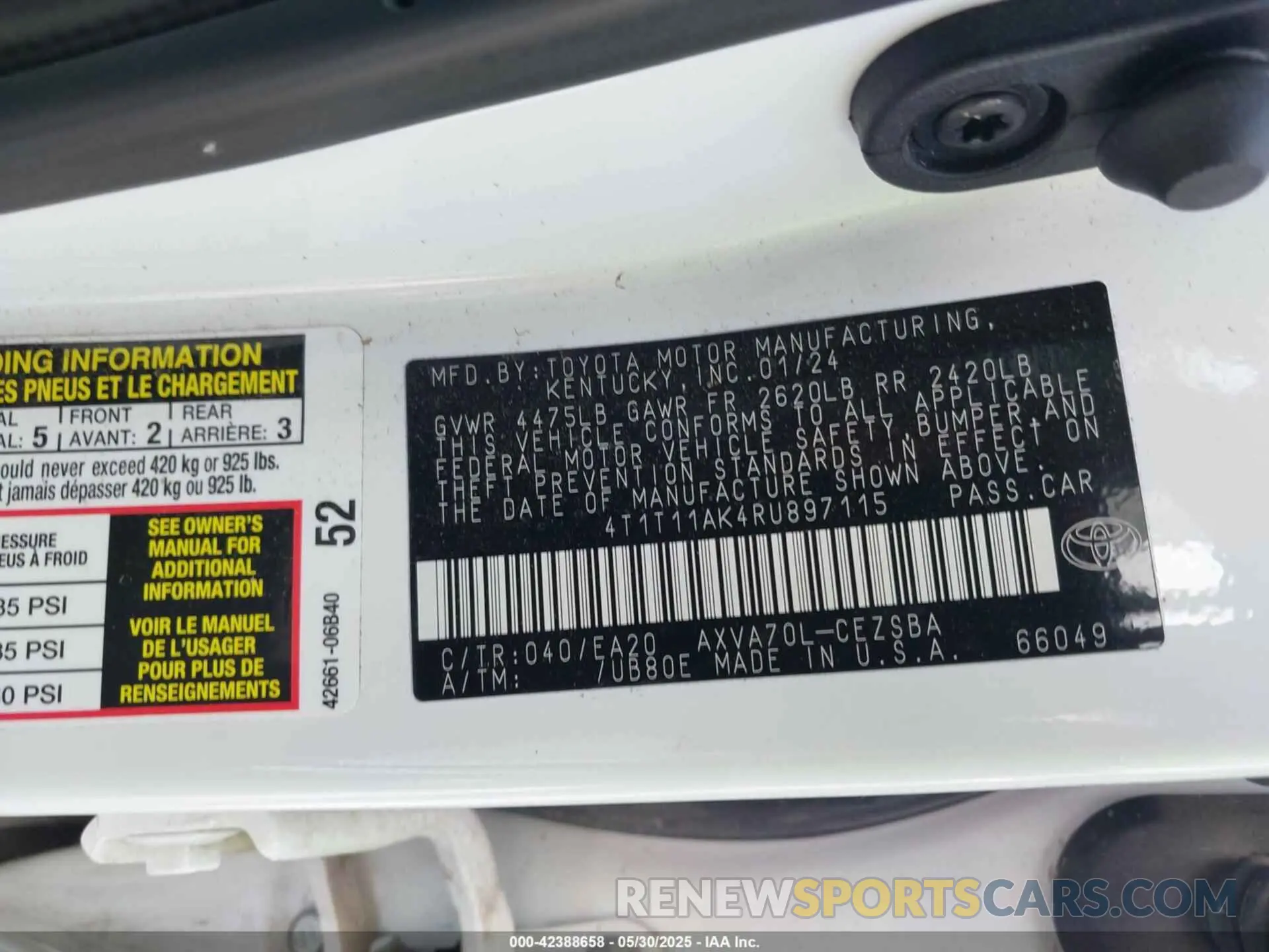 9 Photograph of a damaged car 4T1T11AK4RU897115 TOYOTA CAMRY 2024