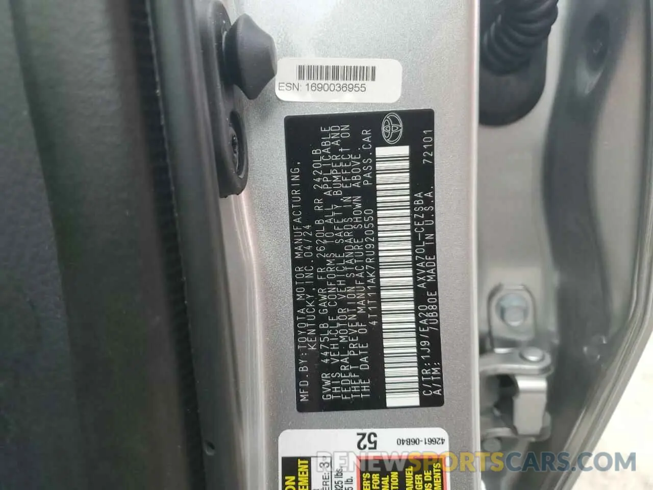 13 Photograph of a damaged car 4T1T11AK7RU920550 TOYOTA CAMRY 2024
