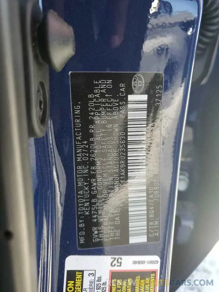 12 Photograph of a damaged car 4T1T11AK9RU235630 TOYOTA CAMRY 2024