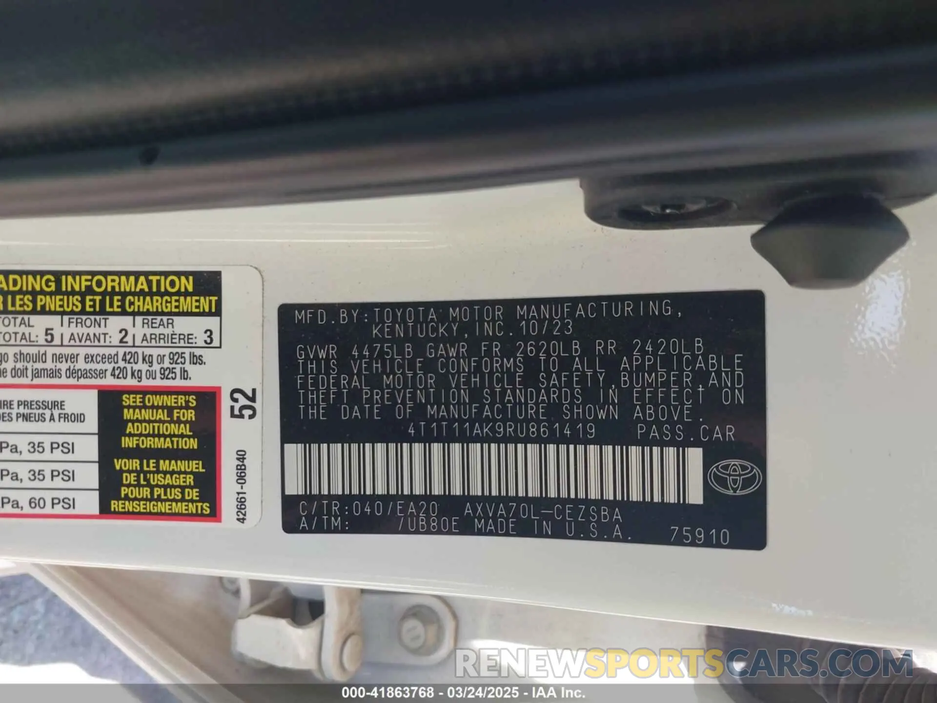 9 Photograph of a damaged car 4T1T11AK9RU861419 TOYOTA CAMRY 2024