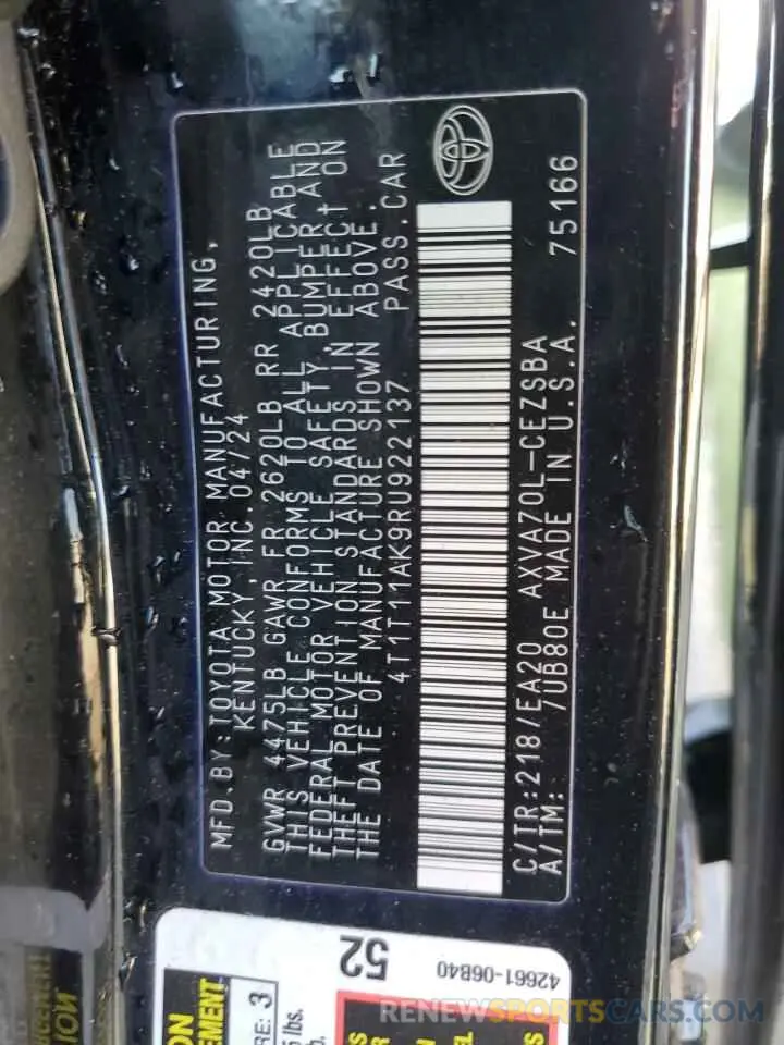 14 Photograph of a damaged car 4T1T11AK9RU922137 TOYOTA CAMRY 2024