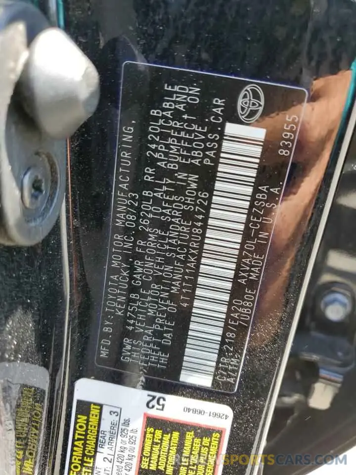 12 Photograph of a damaged car 4T1T11AKXRU844726 TOYOTA CAMRY 2024