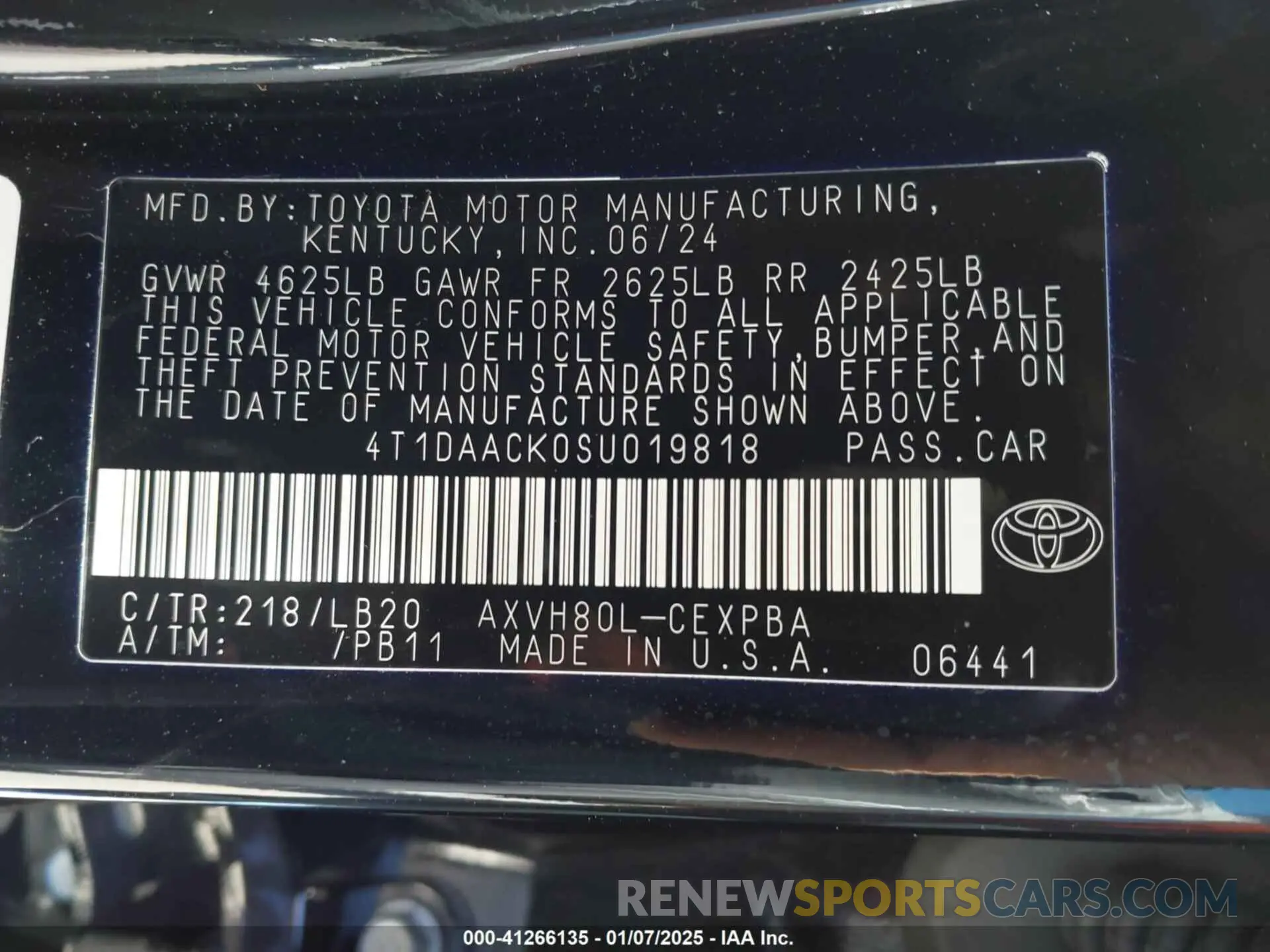 9 Photograph of a damaged car 4T1DAACK0SU019818 TOYOTA CAMRY 2025