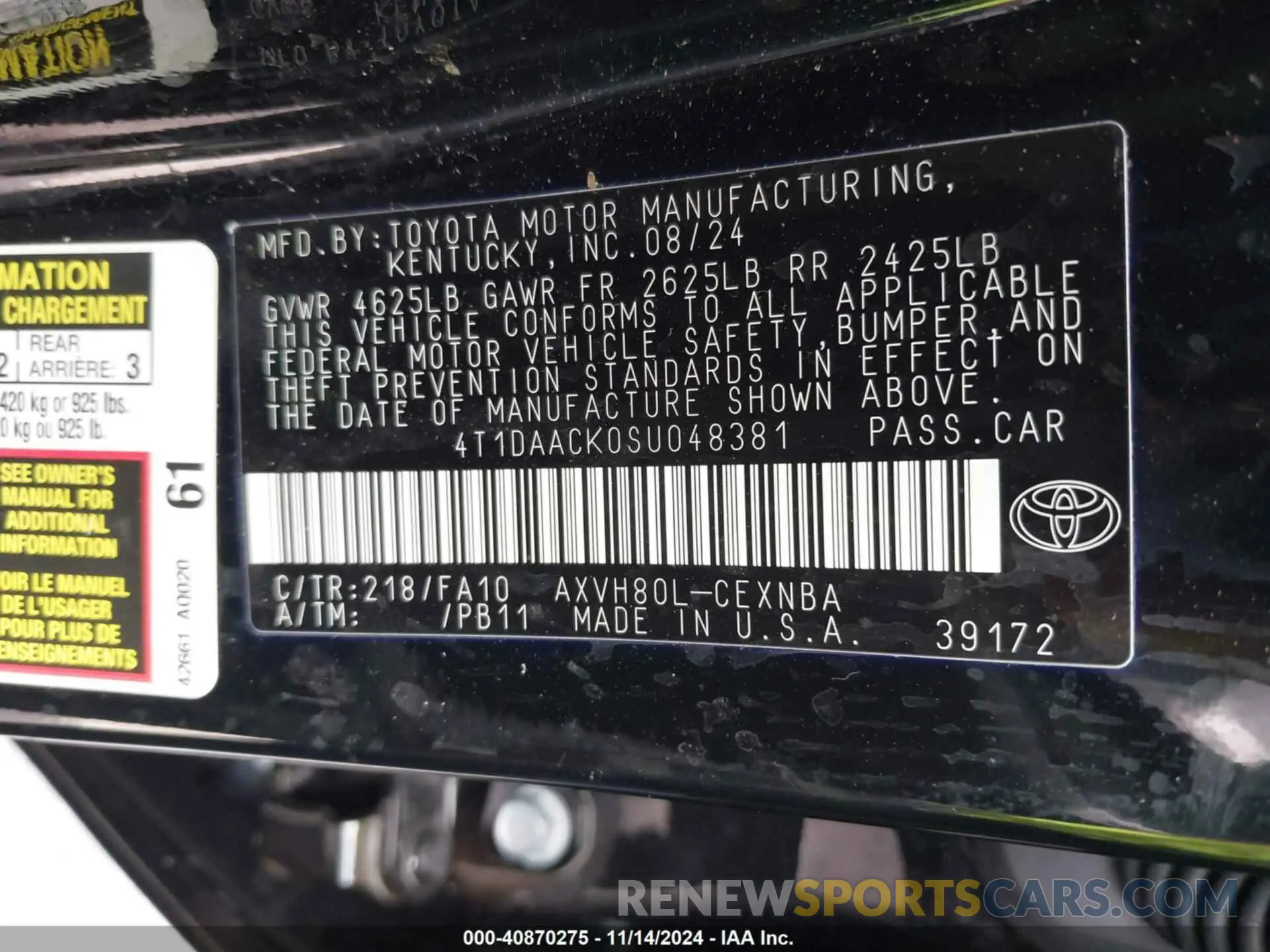 9 Photograph of a damaged car 4T1DAACK0SU048381 TOYOTA CAMRY 2025
