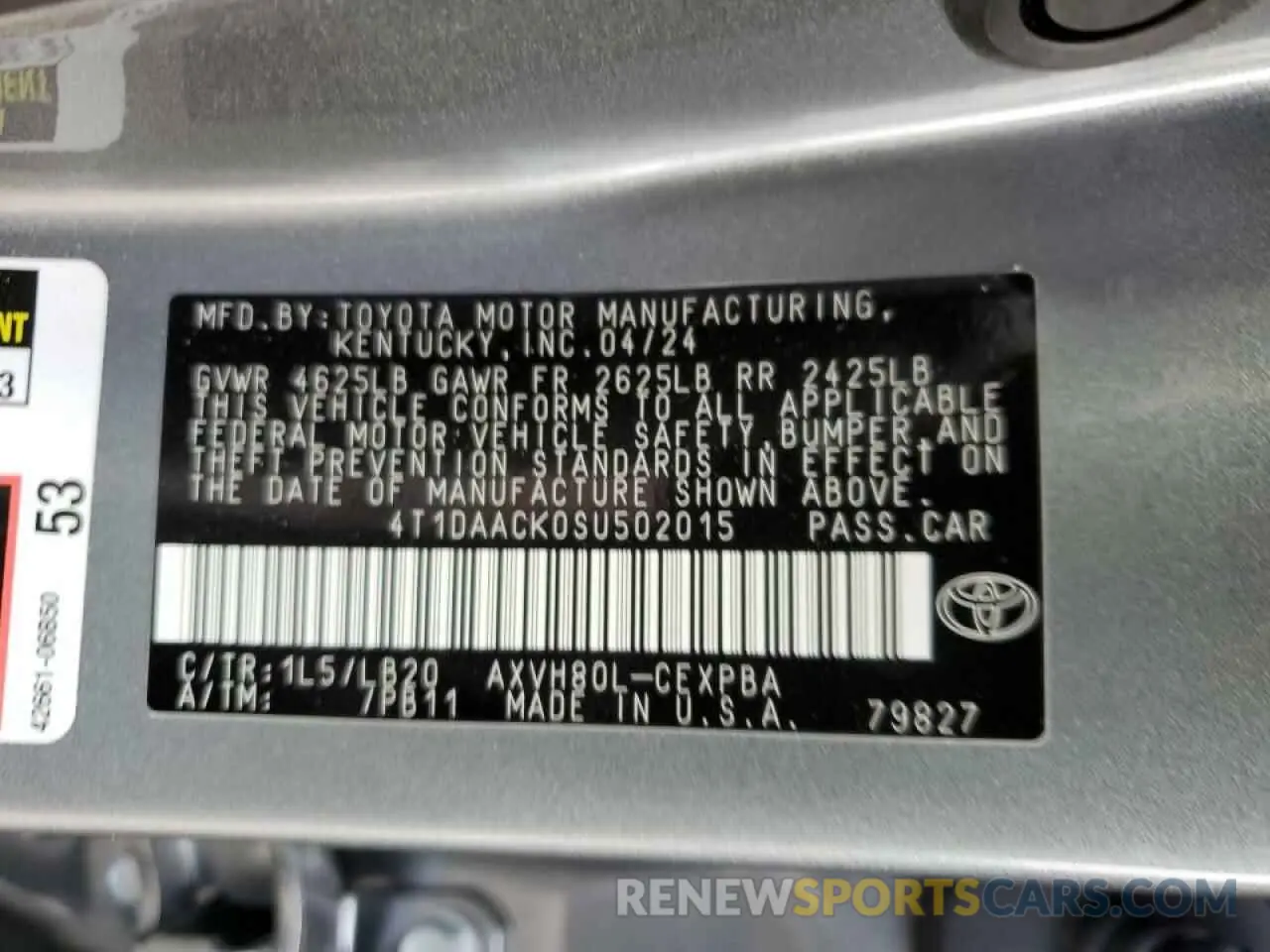 13 Photograph of a damaged car 4T1DAACK0SU502015 TOYOTA CAMRY 2025