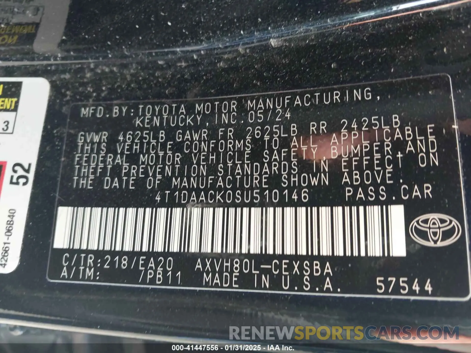 9 Photograph of a damaged car 4T1DAACK0SU510146 TOYOTA CAMRY 2025