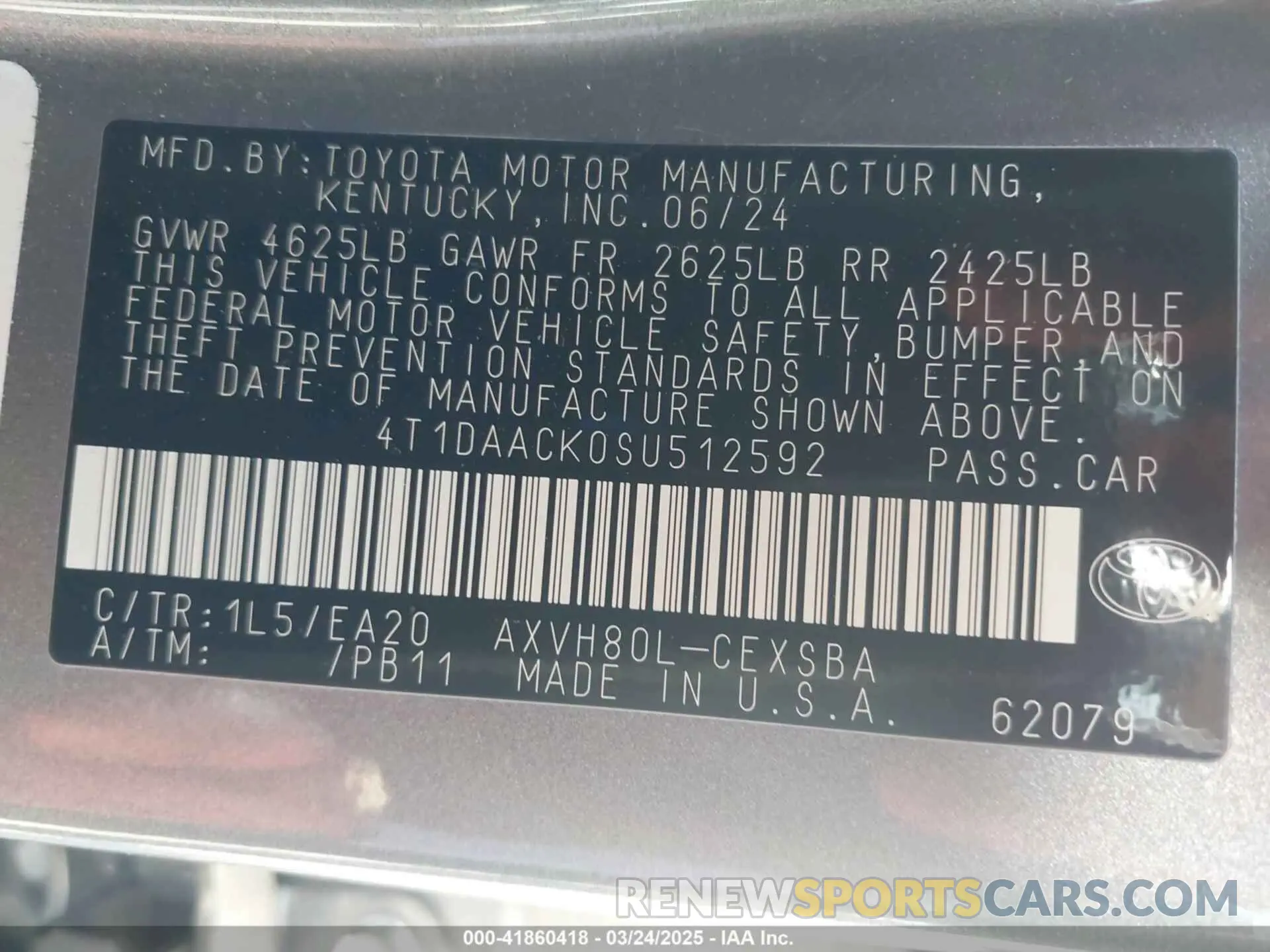 9 Photograph of a damaged car 4T1DAACK0SU512592 TOYOTA CAMRY 2025