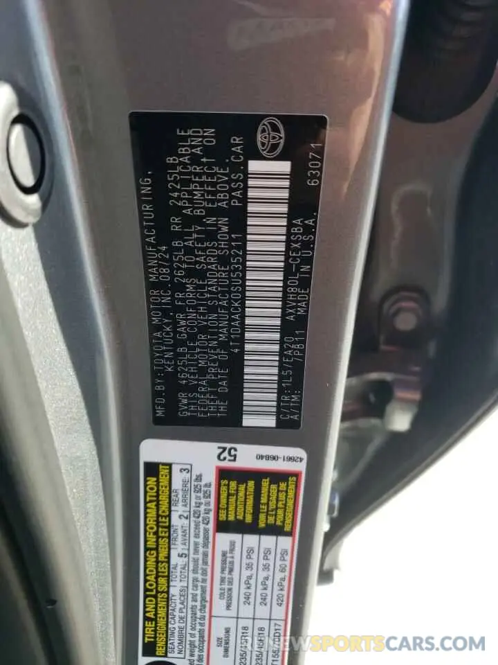 14 Photograph of a damaged car 4T1DAACK0SU535211 TOYOTA CAMRY 2025