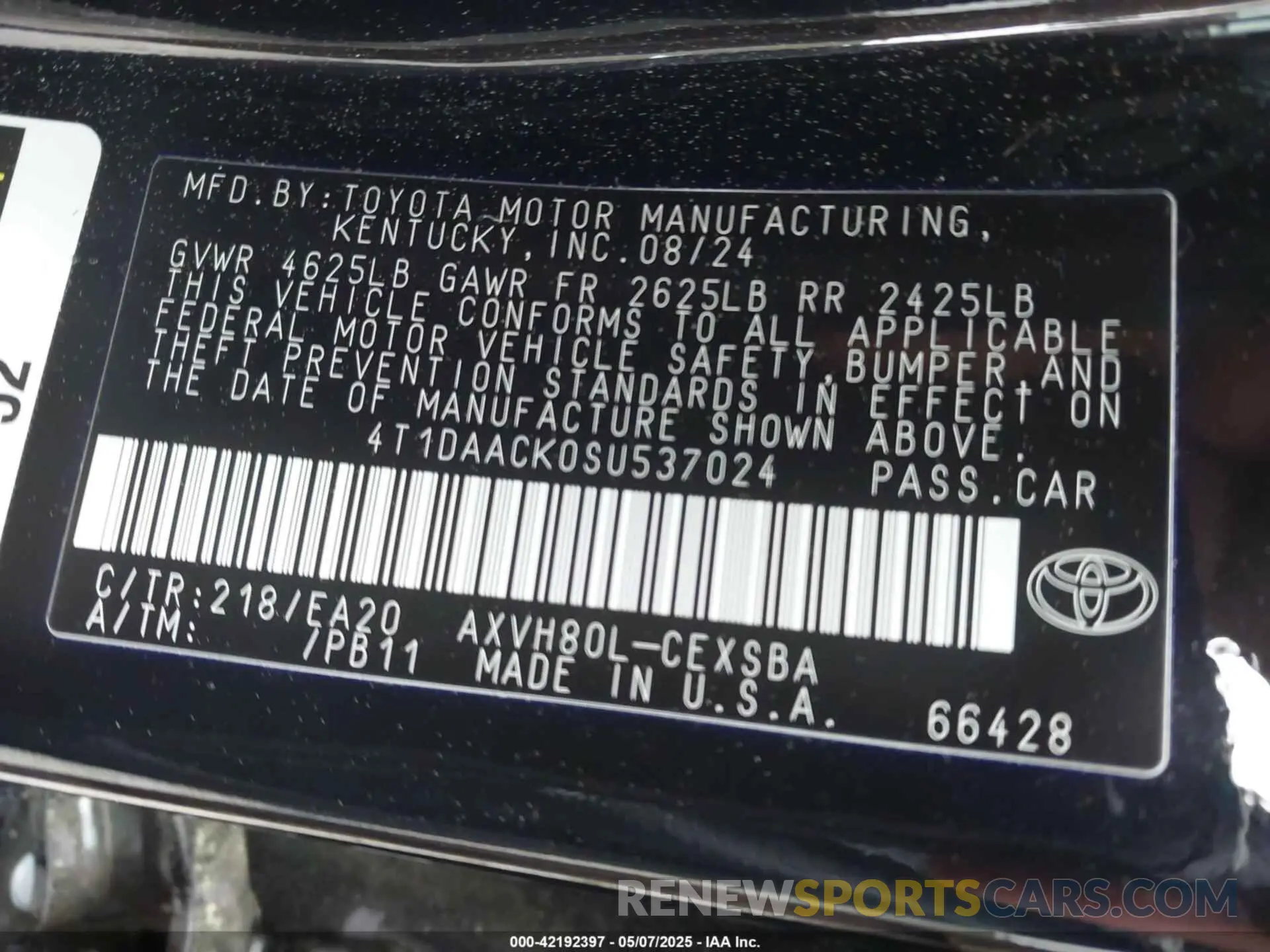 9 Photograph of a damaged car 4T1DAACK0SU537024 TOYOTA CAMRY 2025