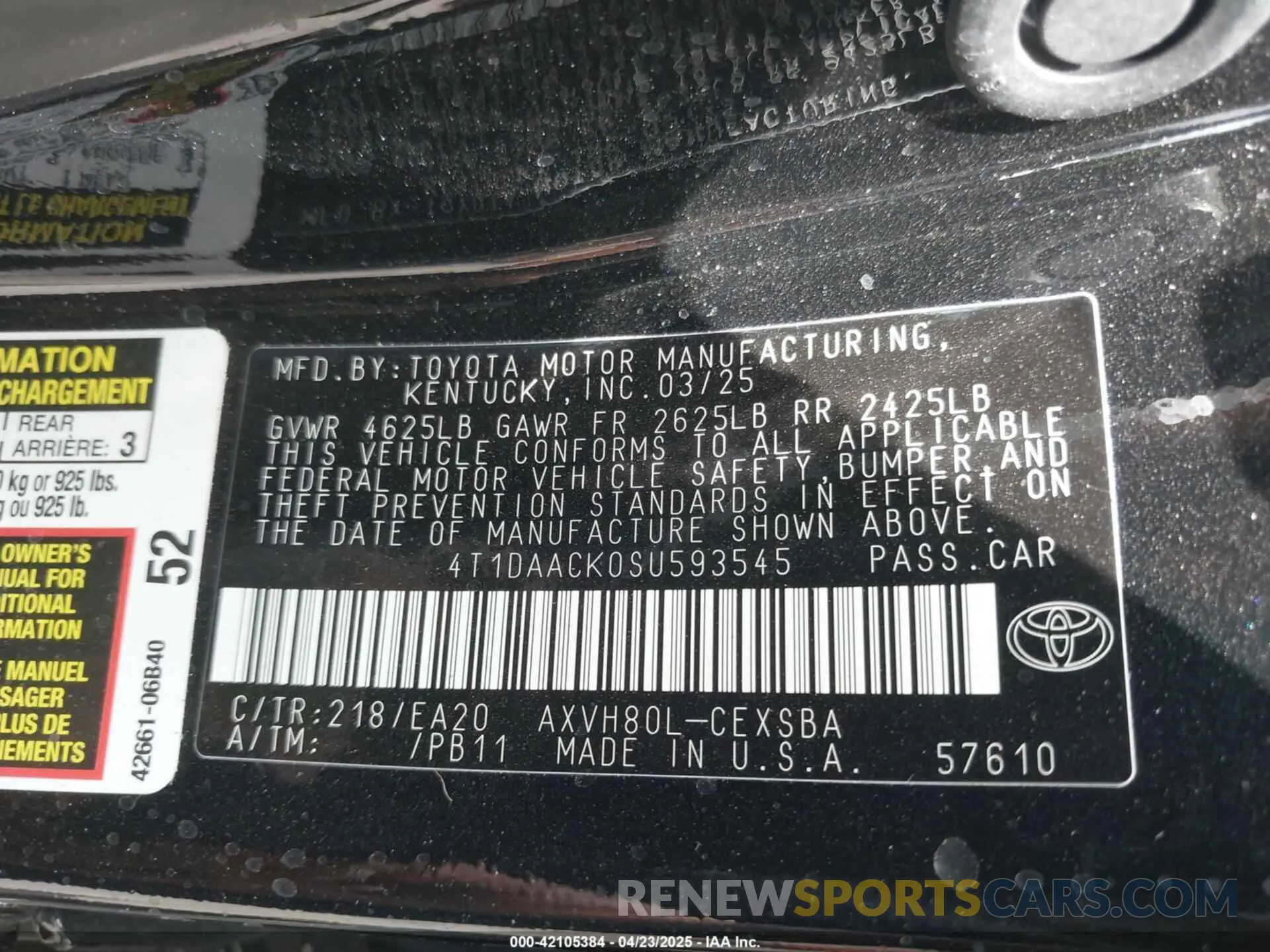 9 Photograph of a damaged car 4T1DAACK0SU593545 TOYOTA CAMRY 2025