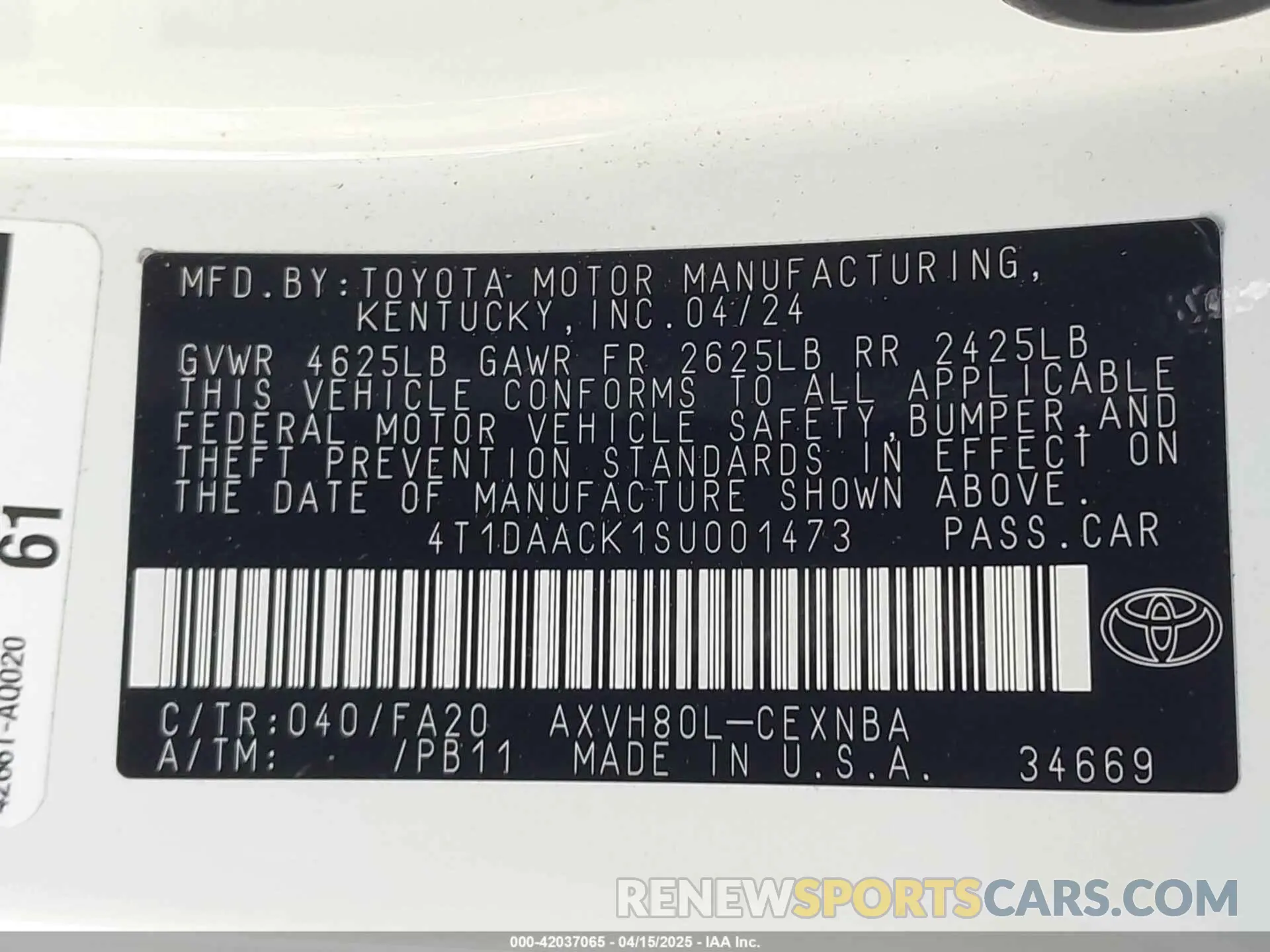 9 Photograph of a damaged car 4T1DAACK1SU001473 TOYOTA CAMRY 2025