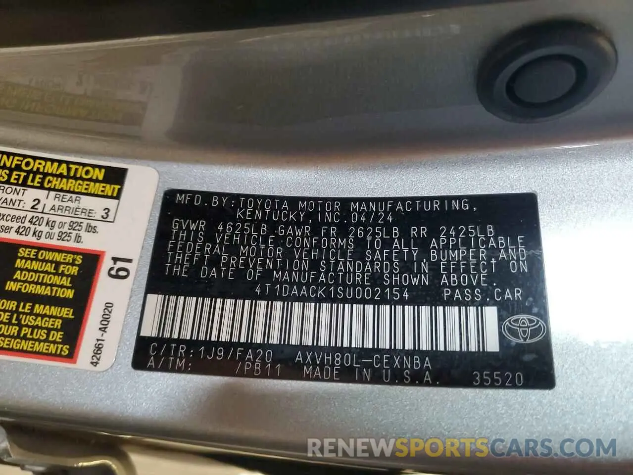 13 Photograph of a damaged car 4T1DAACK1SU002154 TOYOTA CAMRY 2025