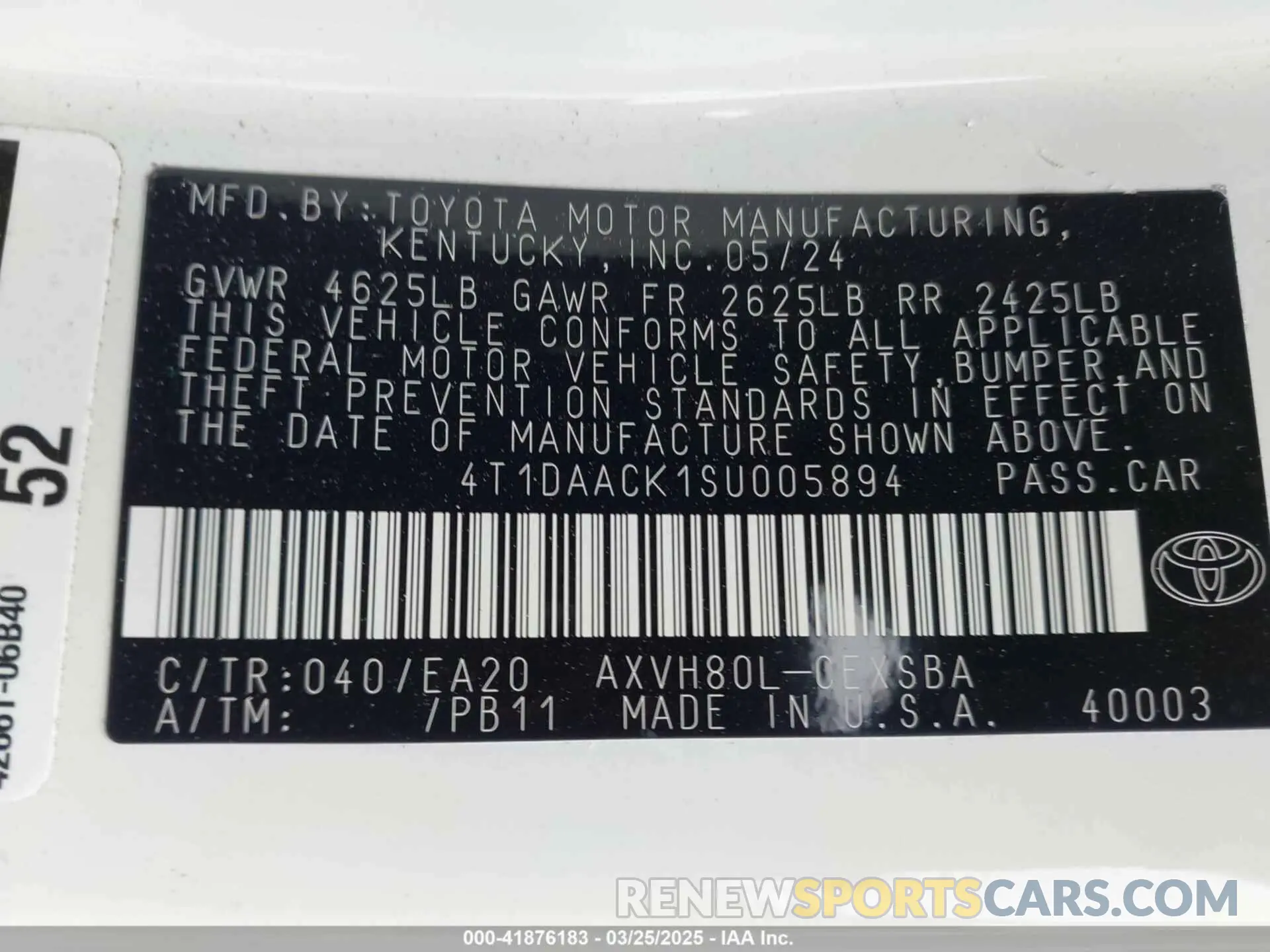 9 Photograph of a damaged car 4T1DAACK1SU005894 TOYOTA CAMRY 2025
