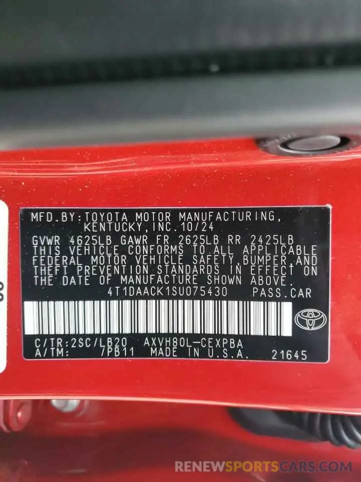14 Photograph of a damaged car 4T1DAACK1SU075430 TOYOTA CAMRY 2025