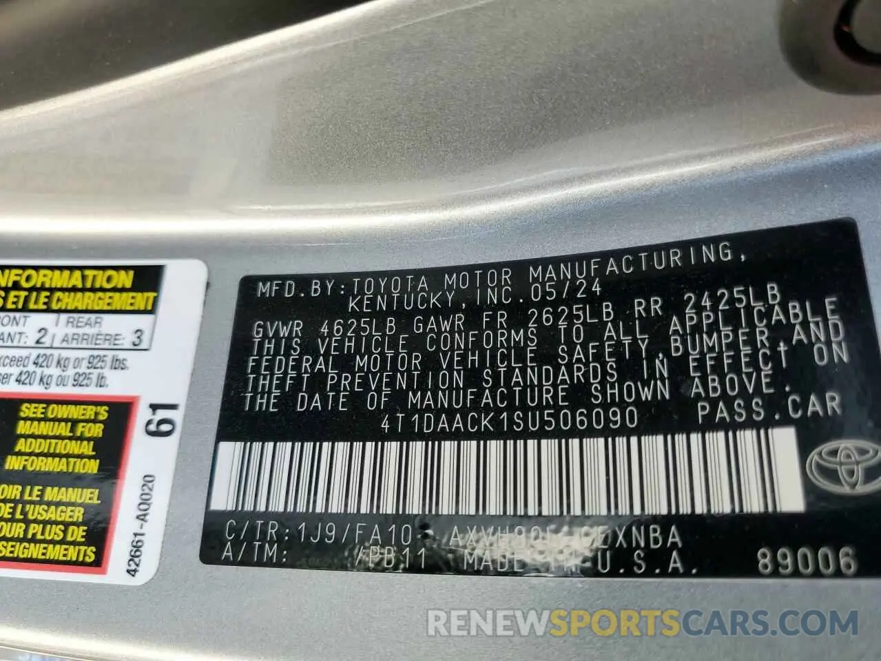 13 Photograph of a damaged car 4T1DAACK1SU506090 TOYOTA CAMRY 2025