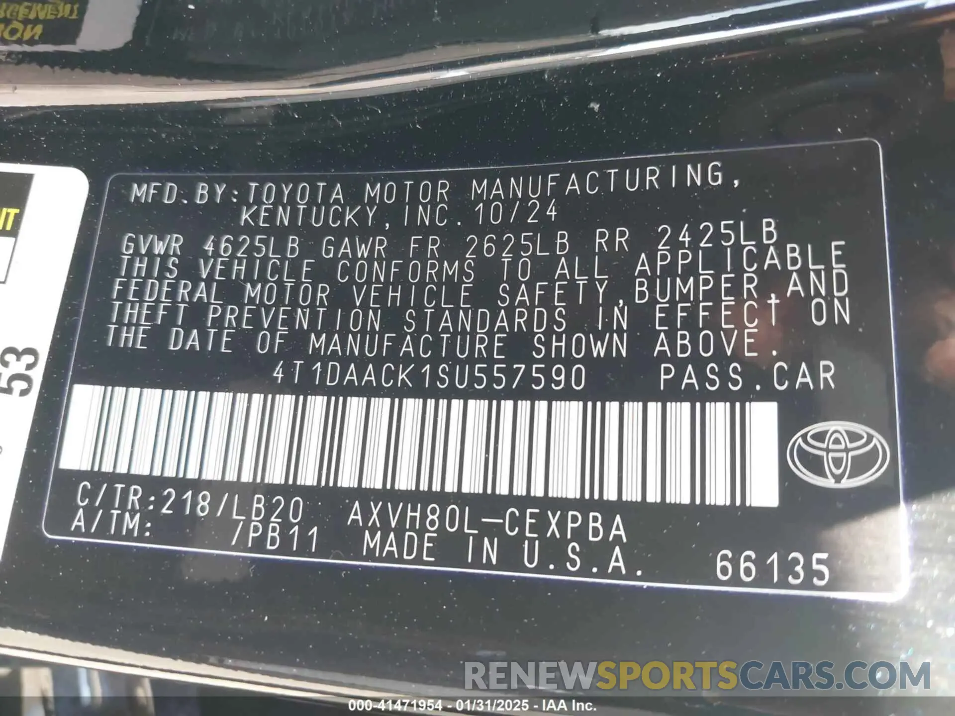 9 Photograph of a damaged car 4T1DAACK1SU557590 TOYOTA CAMRY 2025