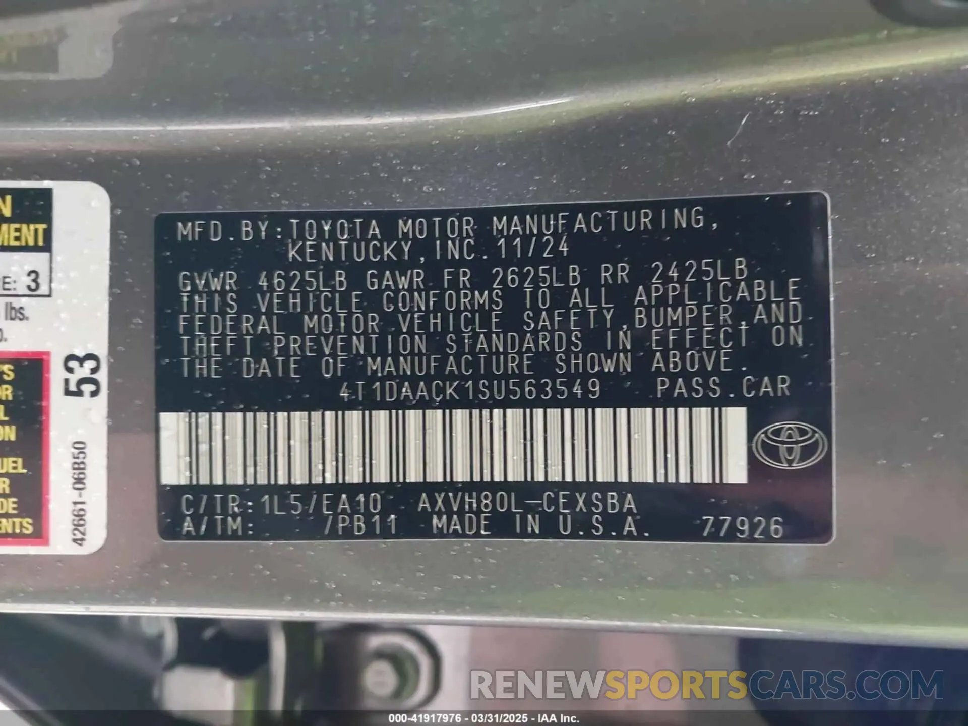 9 Photograph of a damaged car 4T1DAACK1SU563549 TOYOTA CAMRY 2025